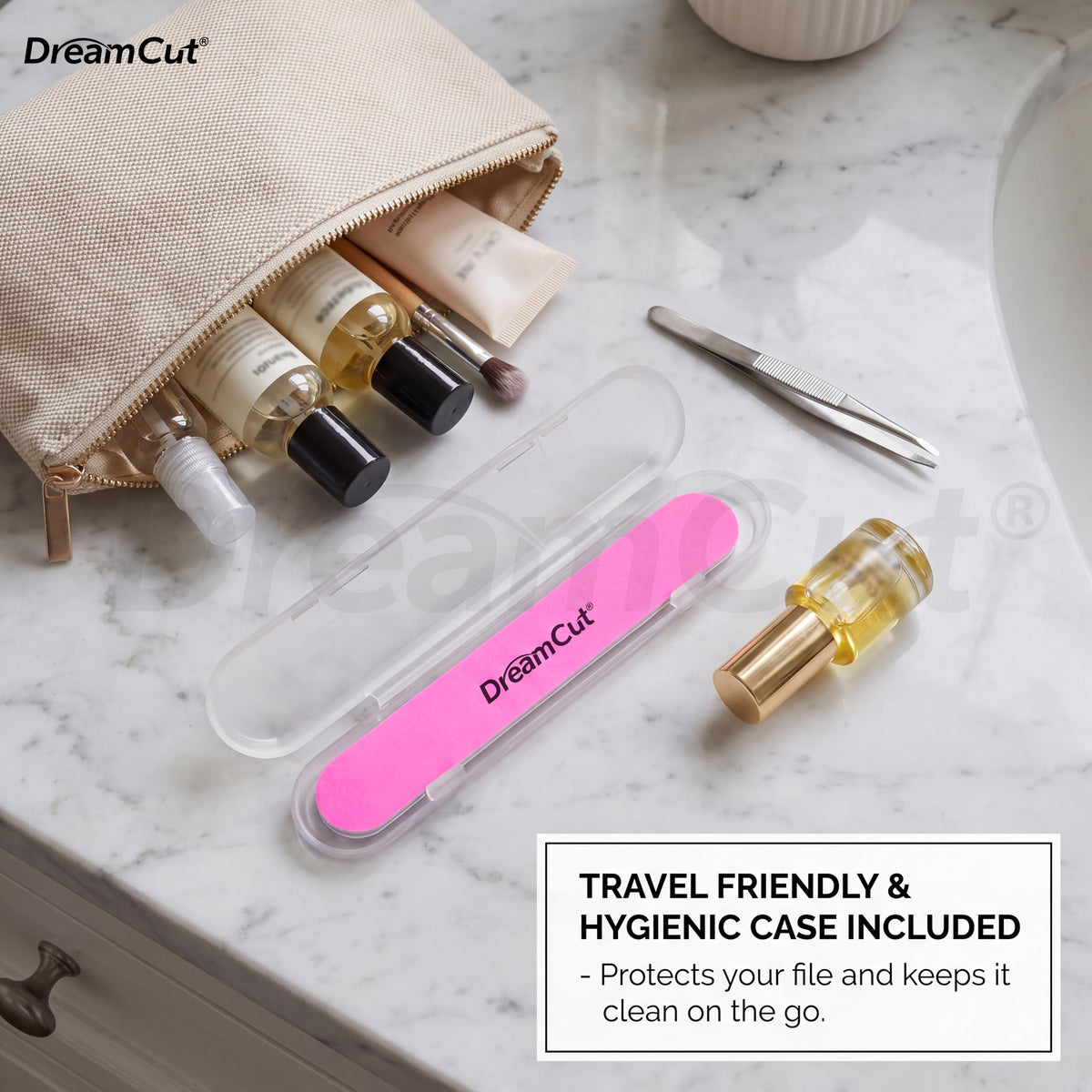 DreamCut Lima de uñas con estuche: lima de uñas portátil para un modelado suave y preciso, compacta y fácil de transportar.