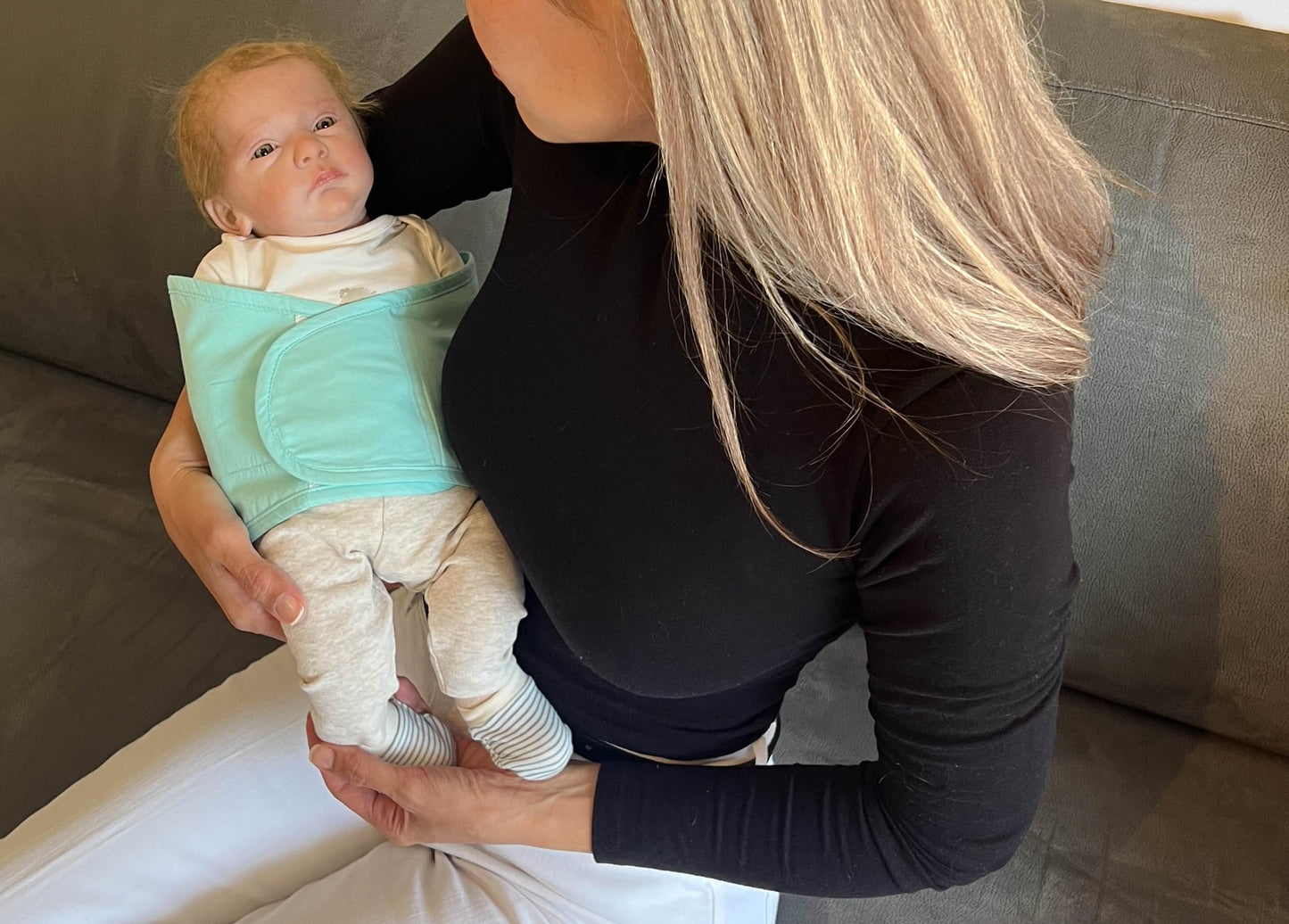 bebon Baby Arm Swaddle | Envoltura ajustable para recién nacidos y bebés – Diseño de doble ala que asegura cómodamente solo los brazos | Algodón ultrasuave (menta, grande)