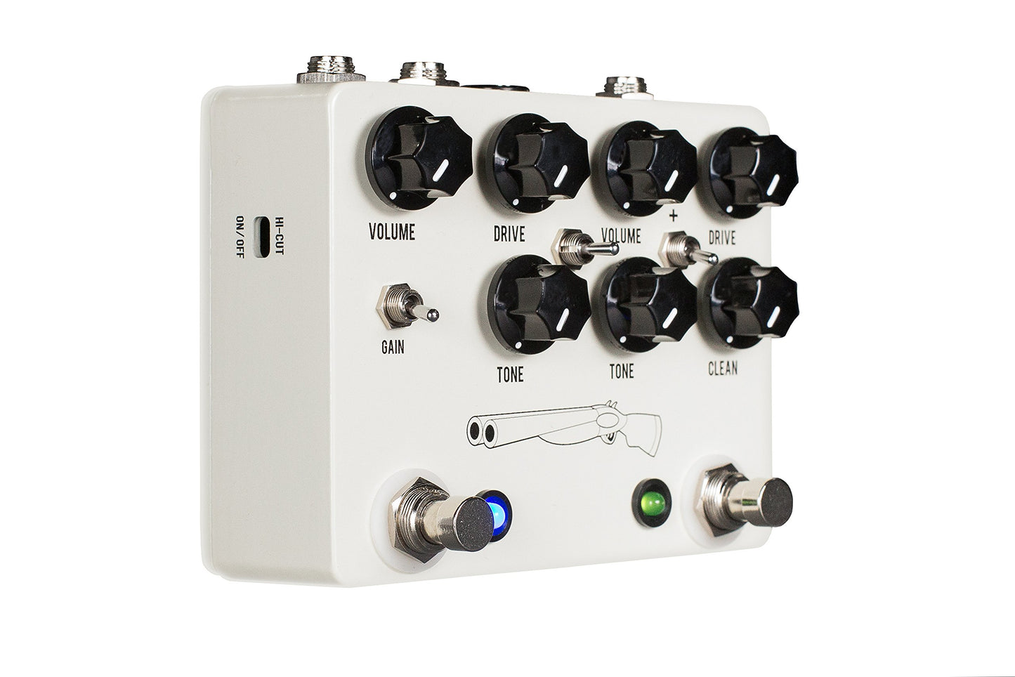 JHS Overdrive Pedal de efectos para guitarra, Double Barrel, Blanco