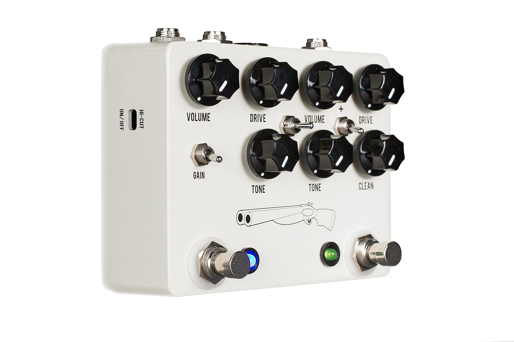 JHS Overdrive Pedal de efectos para guitarra, Double Barrel, Blanco