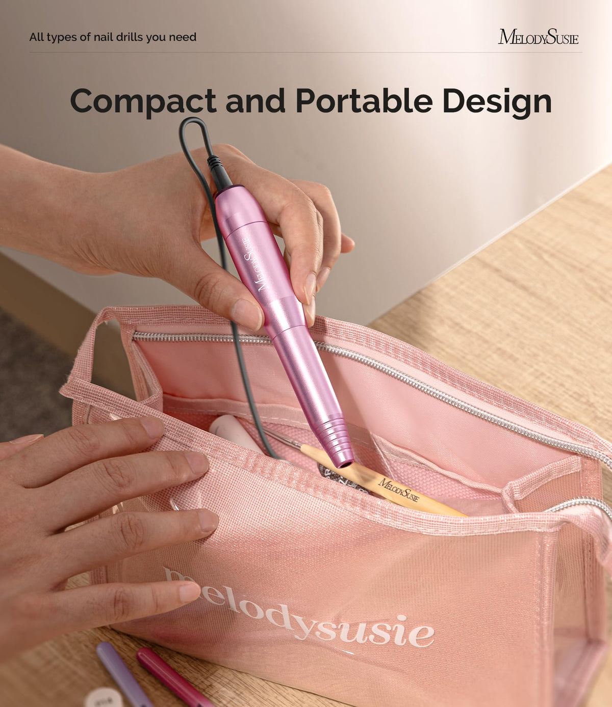 Taladro de Uñas MelodySusie Blanco USB para Preparación Suave