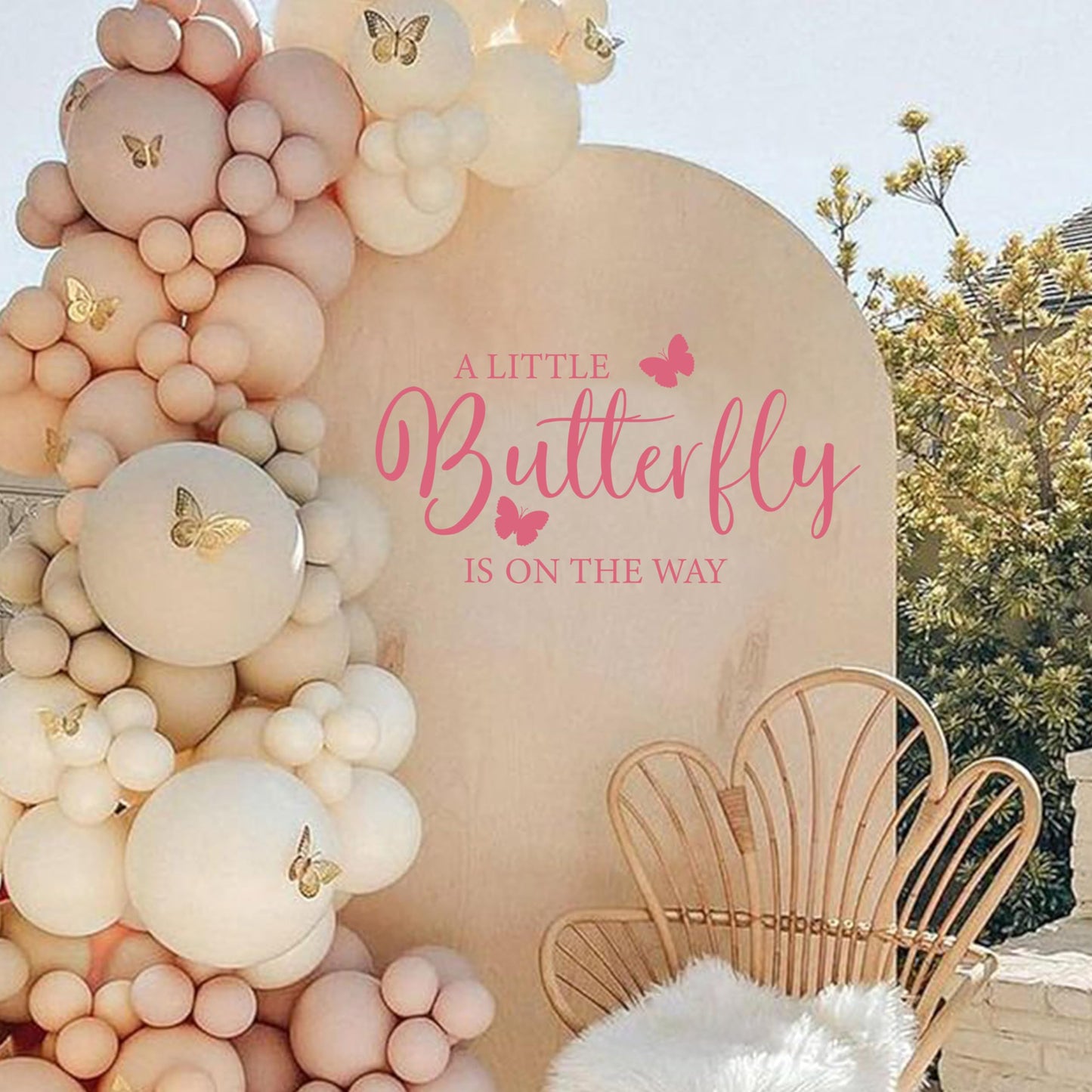 ZAIBIANHAO - Calcomanía con diseño de mariposa, diseño de mariposa, diseño de arco de baby shower, diseño de género, para baby shower (calcomanía rosa mariposa)