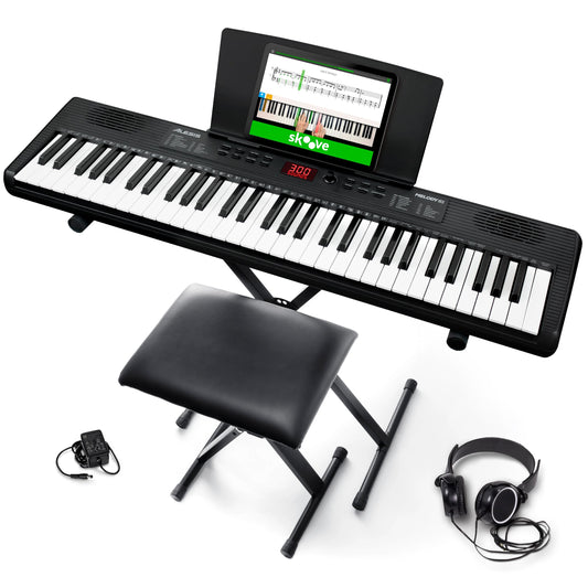 Alesis Melody 61 MK4 Teclado Piano Eléctrico para Principiantes con 61 Teclas, Altavoces, Soporte, Banqueta, Auriculares, 300 Sonidos y Lecciones de Música