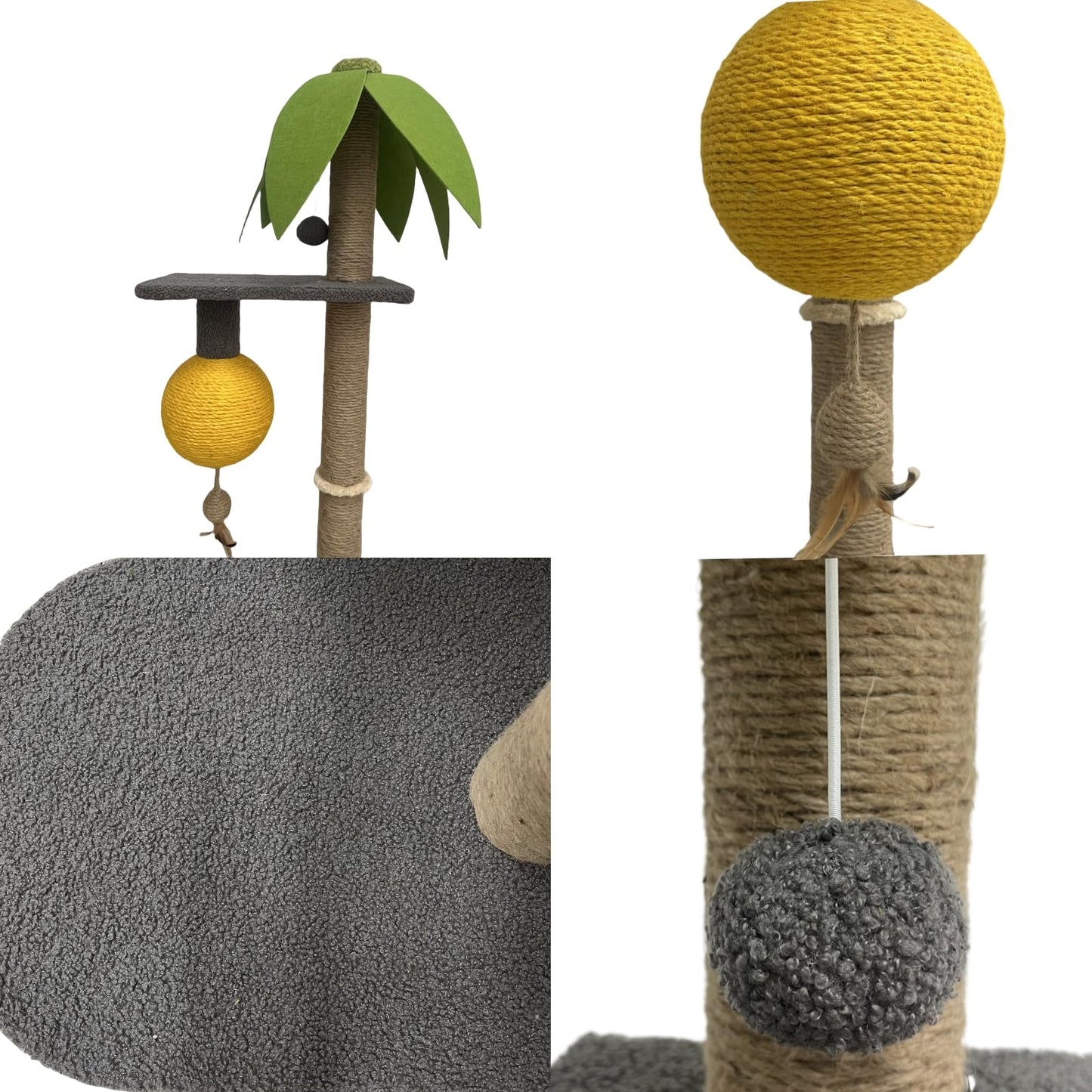 BUIMIT - Rascador de palmera personalizable para gatos con altura ajustable, poste rascador para gatos con base resistente y bola colgante, poste rascador para gatos con cuerda de sisal para gatos de