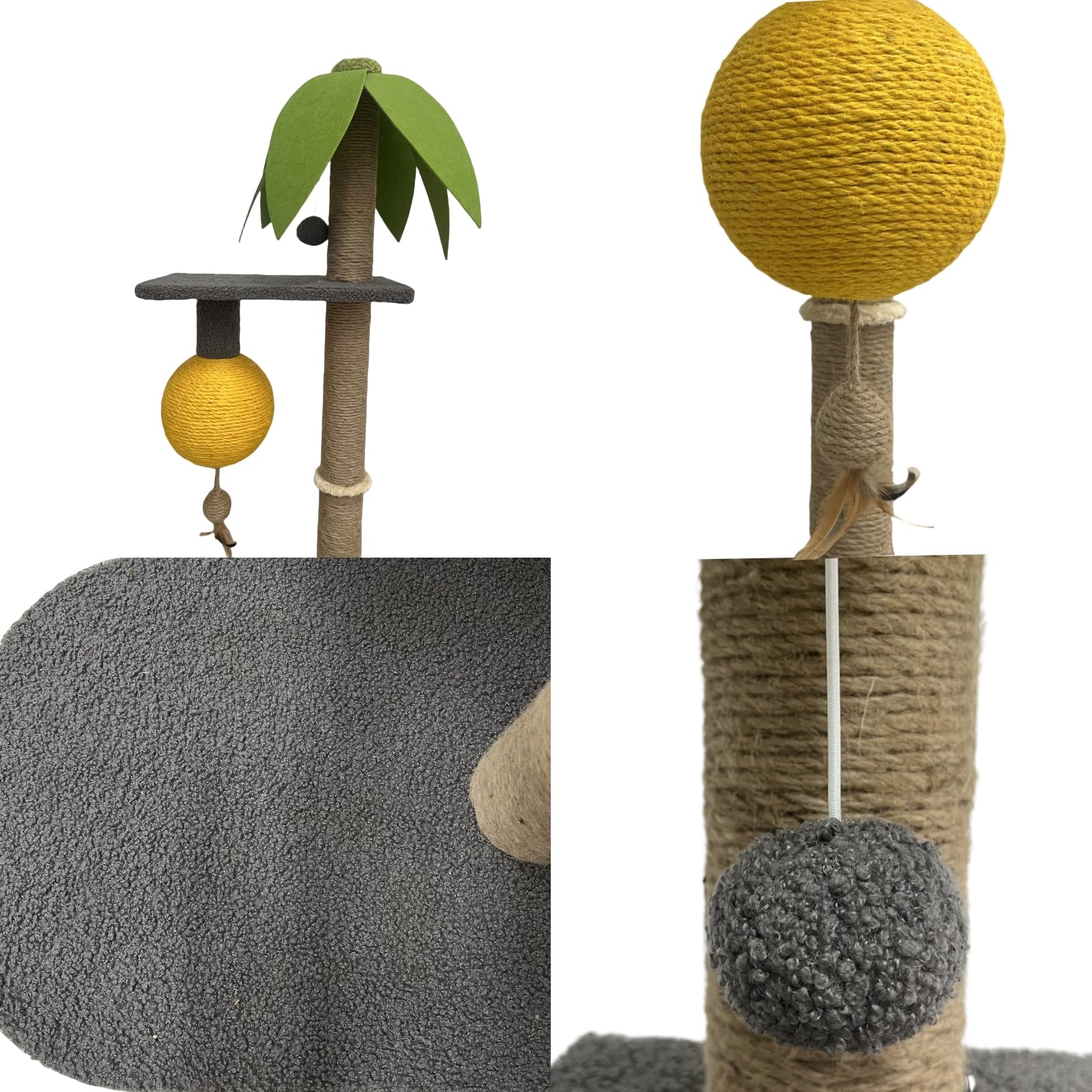 BUIMIT - Rascador de palmera personalizable para gatos con altura ajustable, poste rascador para gatos con base resistente y bola colgante, poste rascador para gatos con cuerda de sisal para gatos de