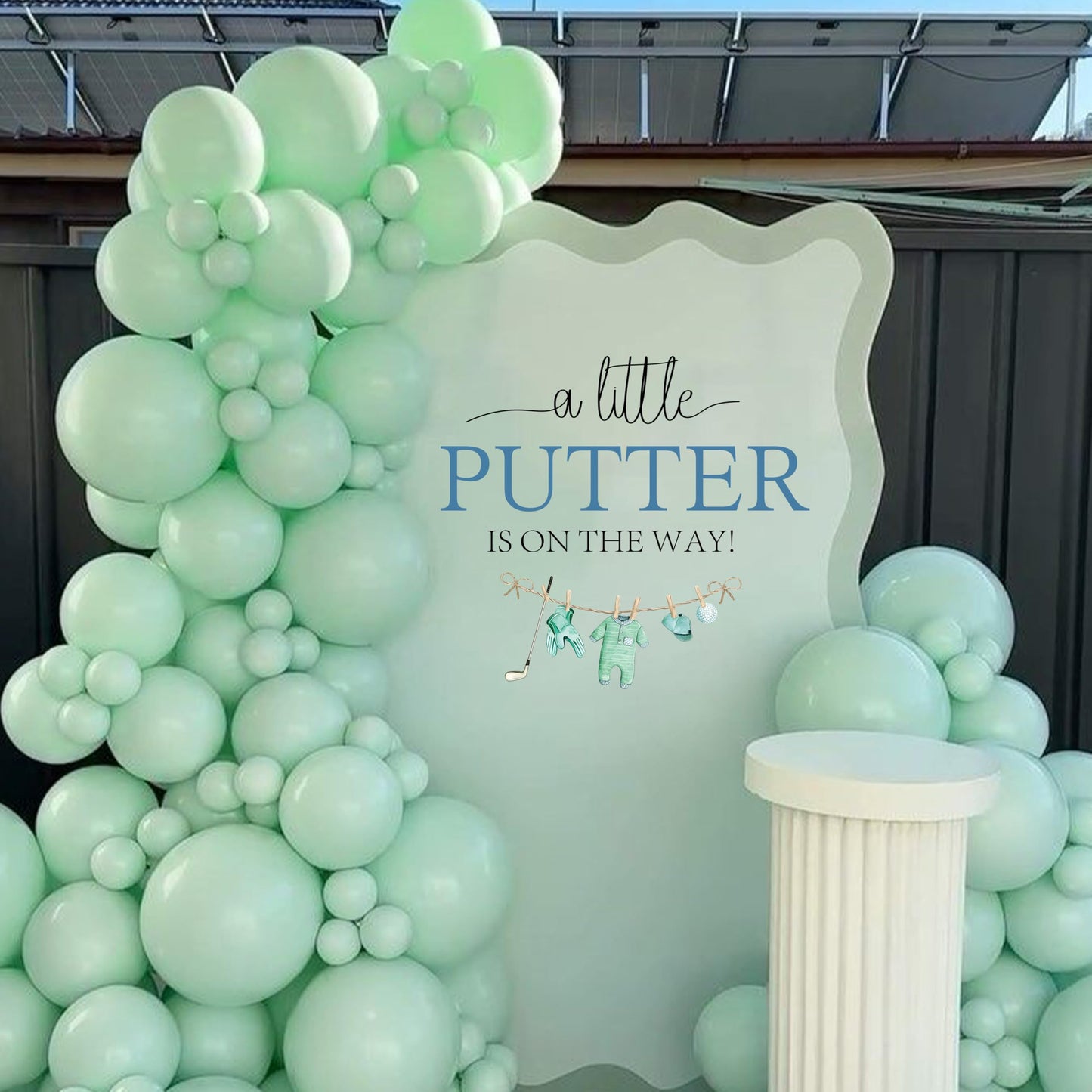 Upfirst - Calcomanía con texto en inglés "A Little Putter is on the Way", diseño de deportes y golf, decoración de fondo de fiesta para baby shower (A Little Putter Golf)