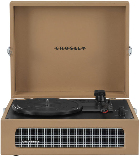 Crosley CR8017B-TA Voyager Vintage Portable Vinyl Record Player Turntable with Bluetooth in/out and Built-in Speakers, Tan