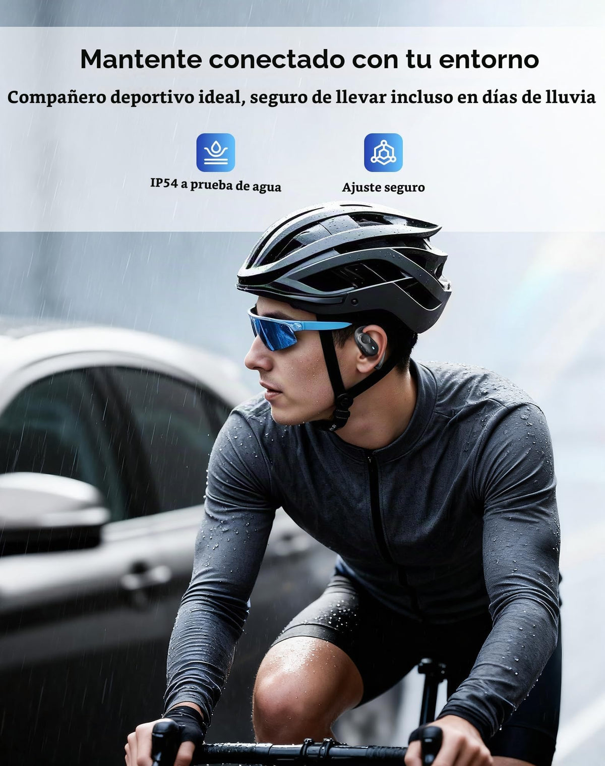 Audífonos de Oído Abierto Xuuly Negro Bluetooth 5.3 Ajustables Ultra Cómodos para Ciclismo