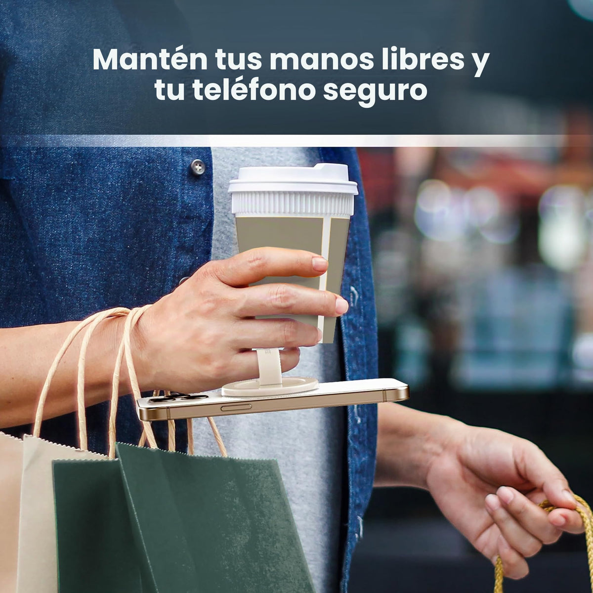 Soporte Magnético con Anillo de Silicona para Teléfono iPhone Marfil Diseño Delgado Compatible con MagSafe