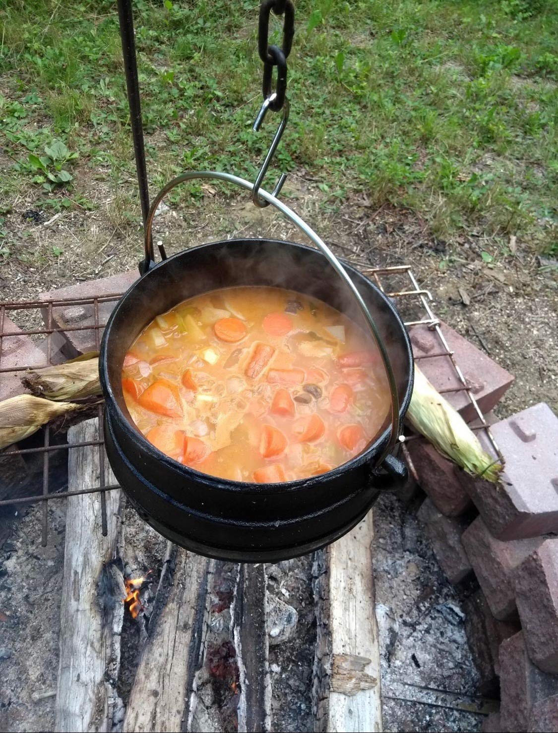 Cuisiland - Olla de caldero Potjie de hierro fundido de 8.5 cuartos con tapa y 3 patas, olla de fogata presazonada de estilo sudafricano para cocinar al aire última intervensión, sopas, guisos y