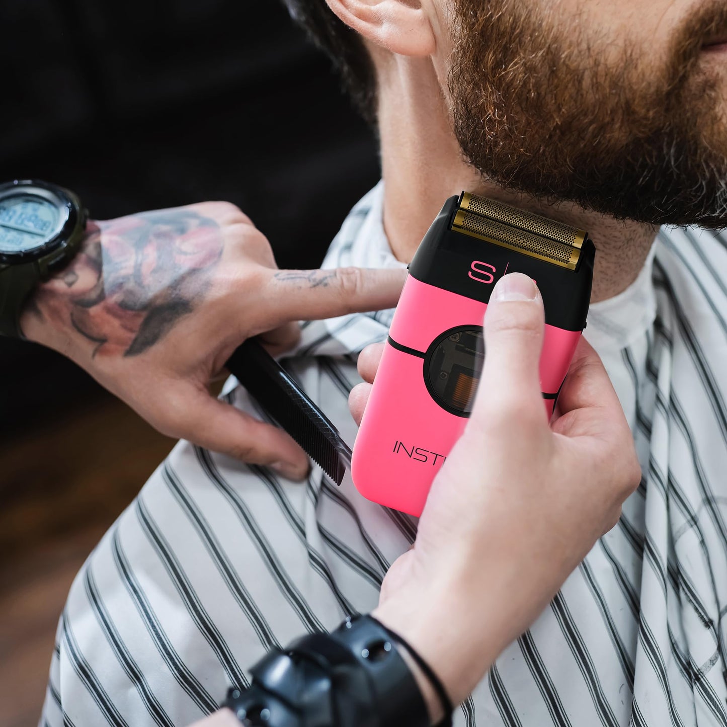 StyleCraft Instinct - Afeitadora de doble lámina de metal con control intuitivo de par IN2, recargable USB-C (rosa)
