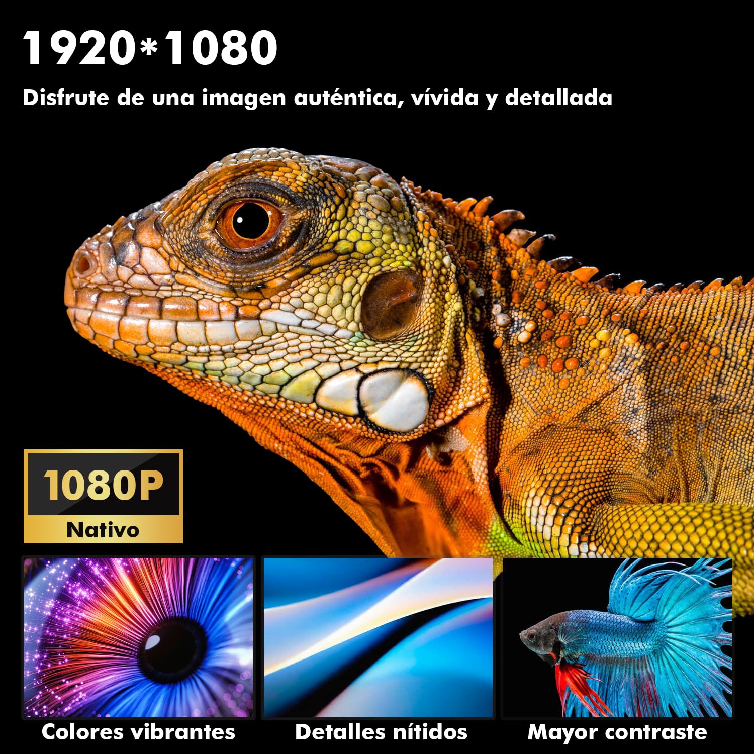 Proyector Portátil 4K Enfoque Eléctrico con Android 13 Bluetooth WiFi6 para iOS, Android, PC, TV Stick