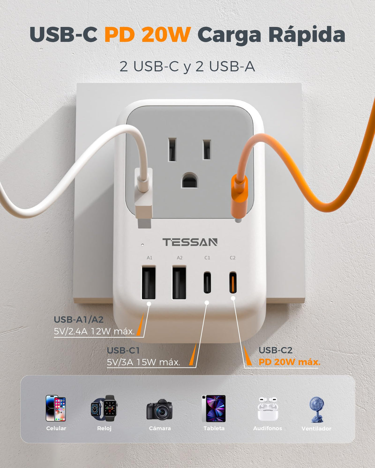 Adaptador de Viaje TESSAN UK Enchufe Reino Unido