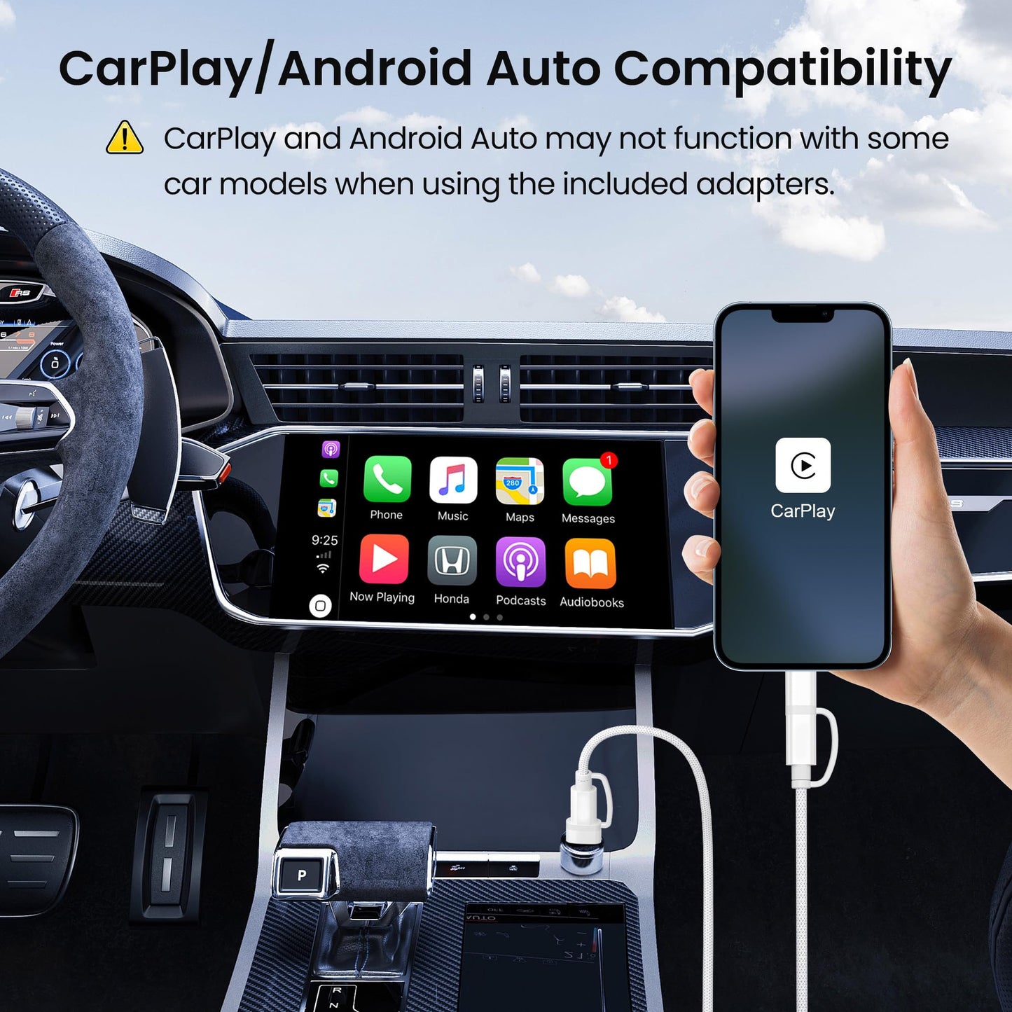 Basesailor Cable cargador múltiple rápido 60W,4 en 1 USB a USBC 2M,con USB A/Lightning/Type C para iPhone 15 14 13 12 11 Mini Max,Apple iWatch 9 8,MacBook Pro,iPad Air,S25 S24 S23 S22 Plus Ultra,16,17