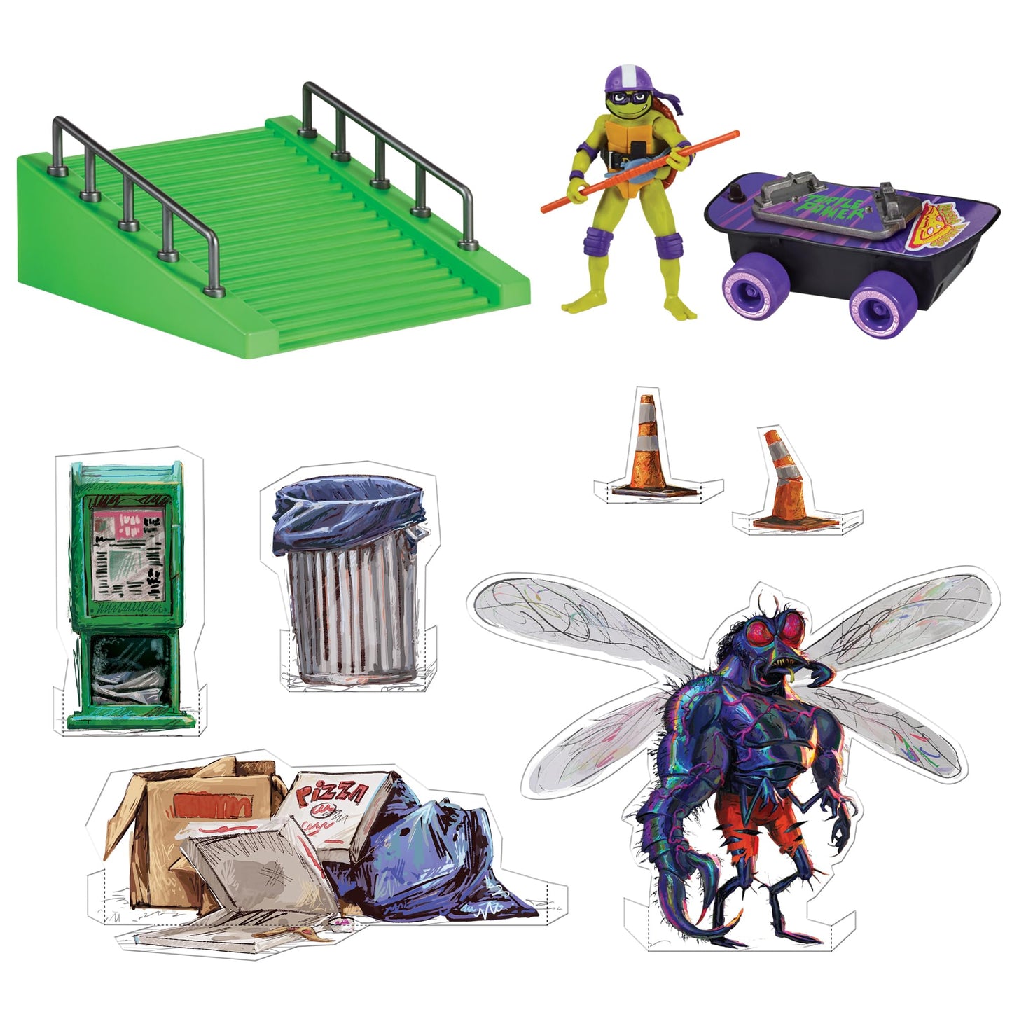 Figura de Acción Teenage Mutant Ninja Turtles de Playmates Toys Verde con Monopatín y Accesorios