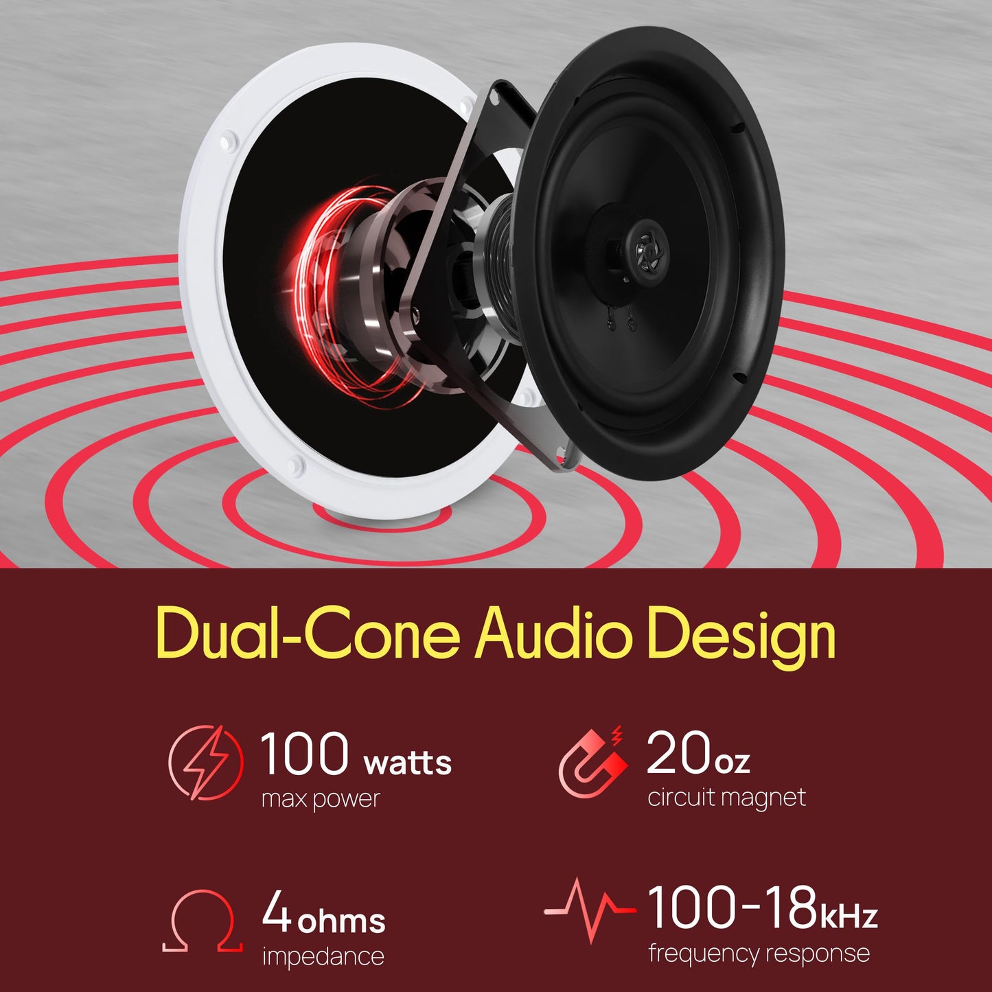 Pyramid MDC6 5.25-Inch Marine 100 Watts Dual Cone Waterproof Stereo Speakers