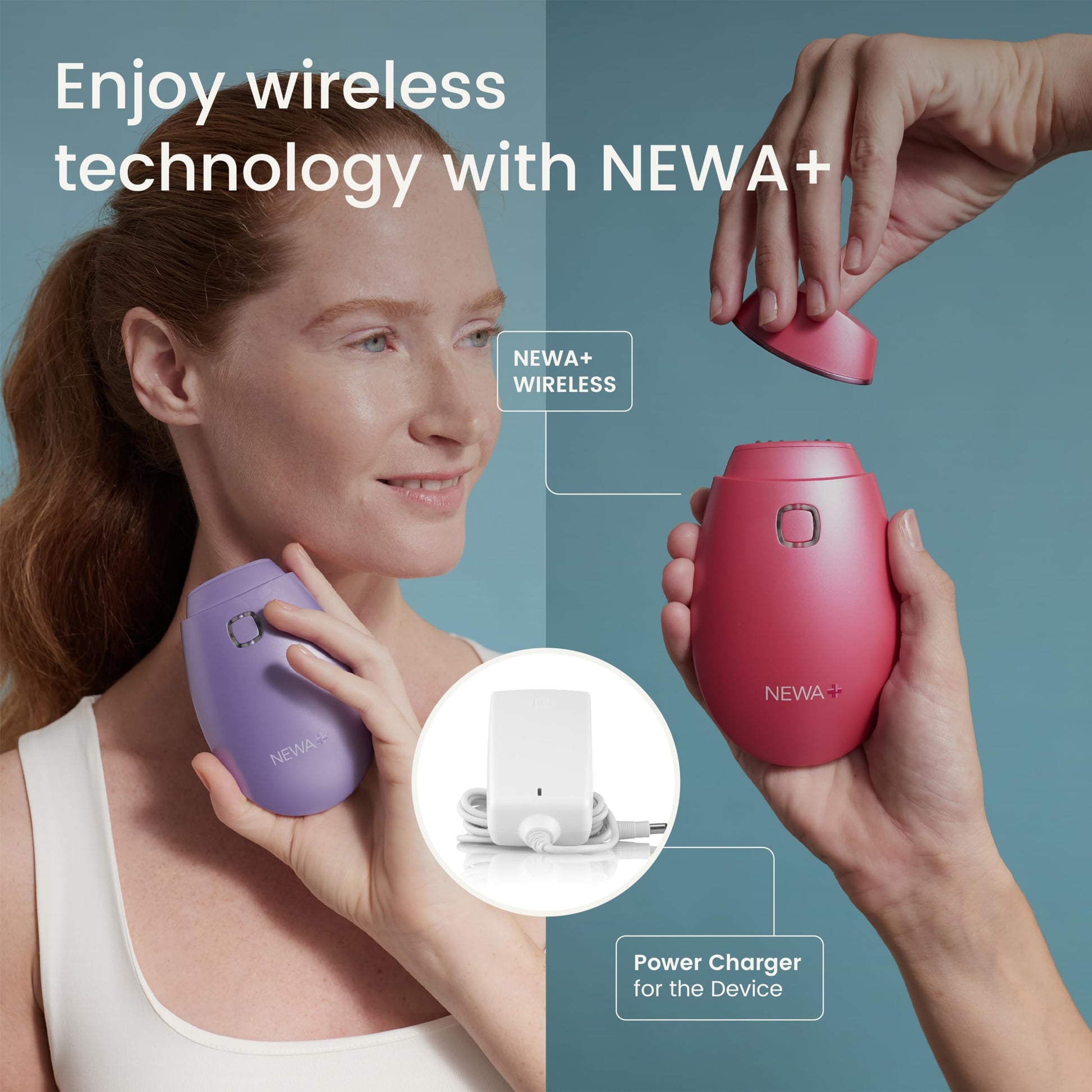 Sistema de cuidado de la piel NEWA, tratamiento facial antienvejecimiento, tecnología de reafirmación de la piel para uso doméstico. El nuevo colágeno que desencadena reduce las arrugas, estira y levanta la piel. FDA despejado, color rosa, Lavanda
