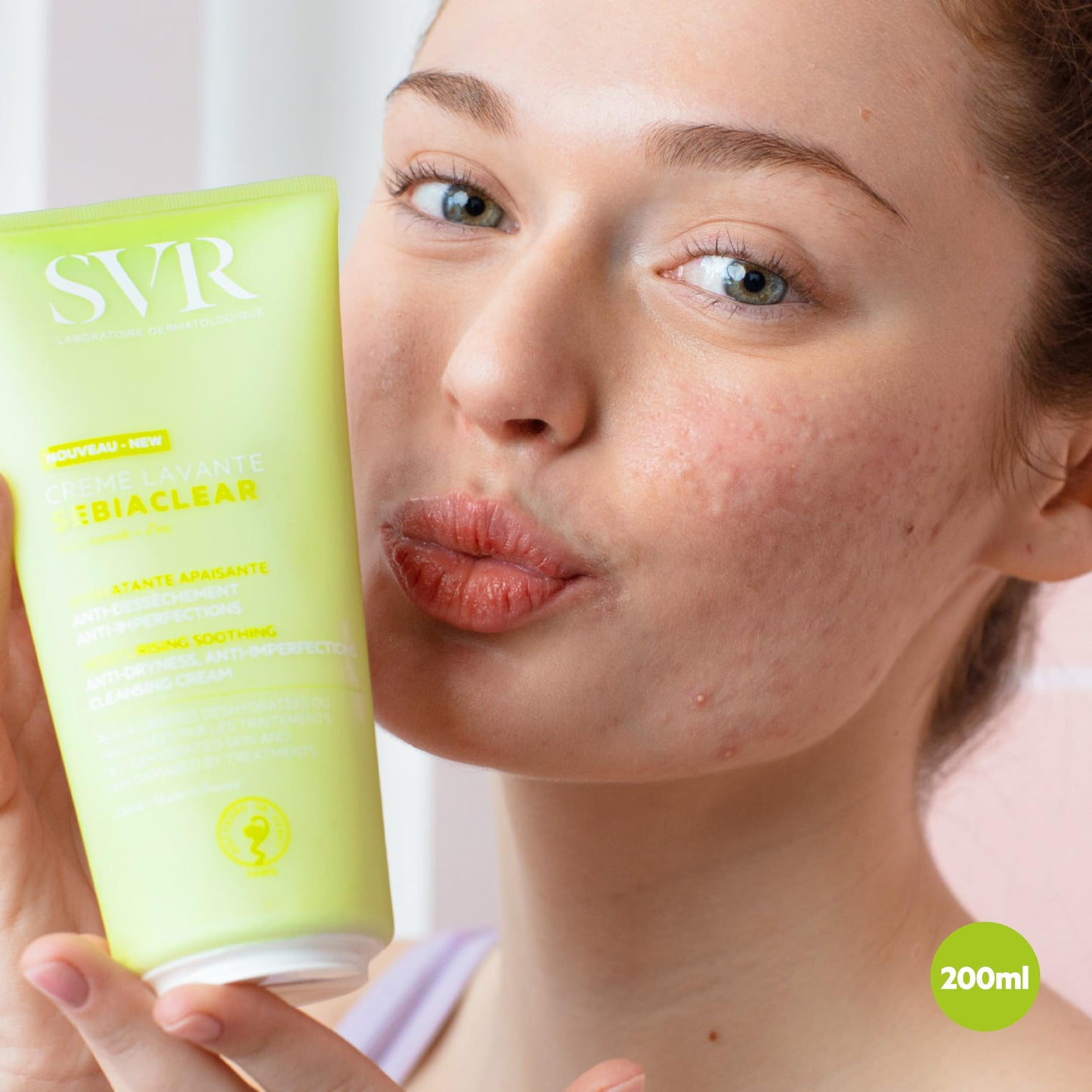 SVR Sebiaclear Crème Lavante Crema Limpiadora Facial y Corporal para Piel Seca y con Tendencia al Acné | Con Niacinamida, Glicerina y Zinc | Hidratante | 200 ml