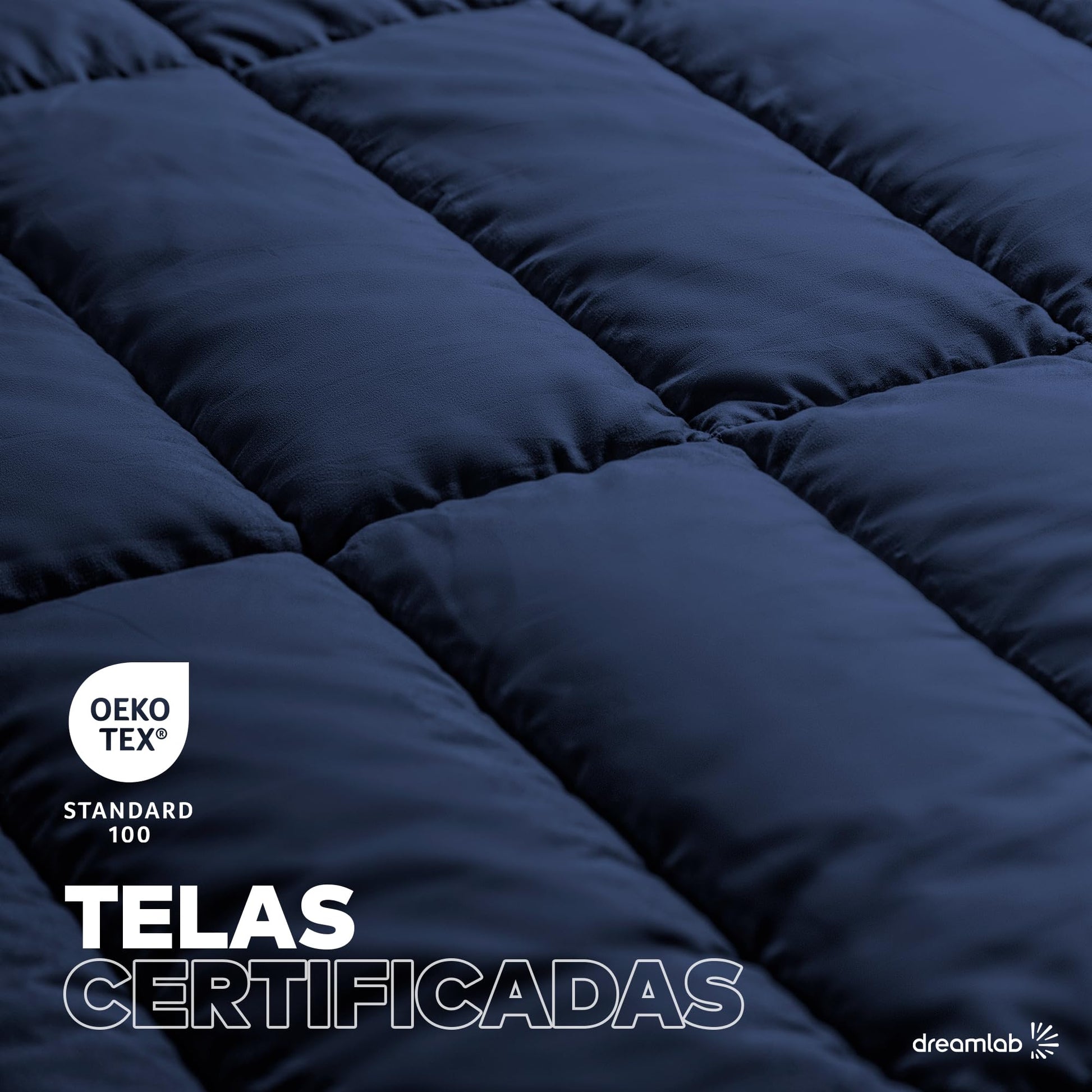 Dreamlab Edredón Acolchado para Toda Estación. Relleno de Microfibras Recubiertas con Gel. Lavado a Máquina. Usar como Edredón o con Funda Duvet. Hipoalergénico. (Azul Marino, Individual 162 x 223cm)