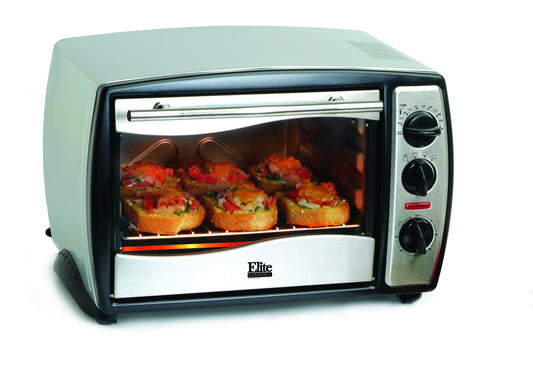 Elite Gourmet ETO-180 MaxiMatic - Horno tostador de 18 litros, color plateado