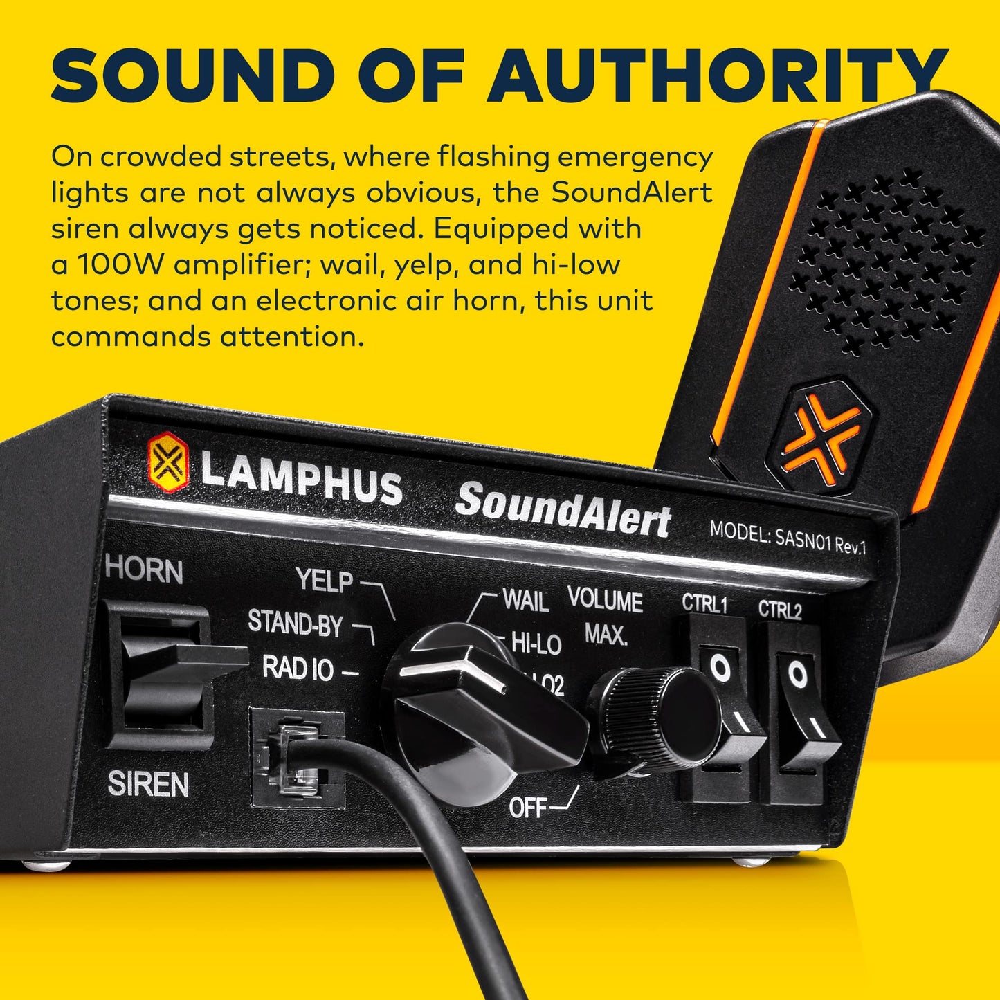 Kit de Sirena Policial SoundAlert 100 W con Altavoz Megáfono 120-130 dB para Vehículos