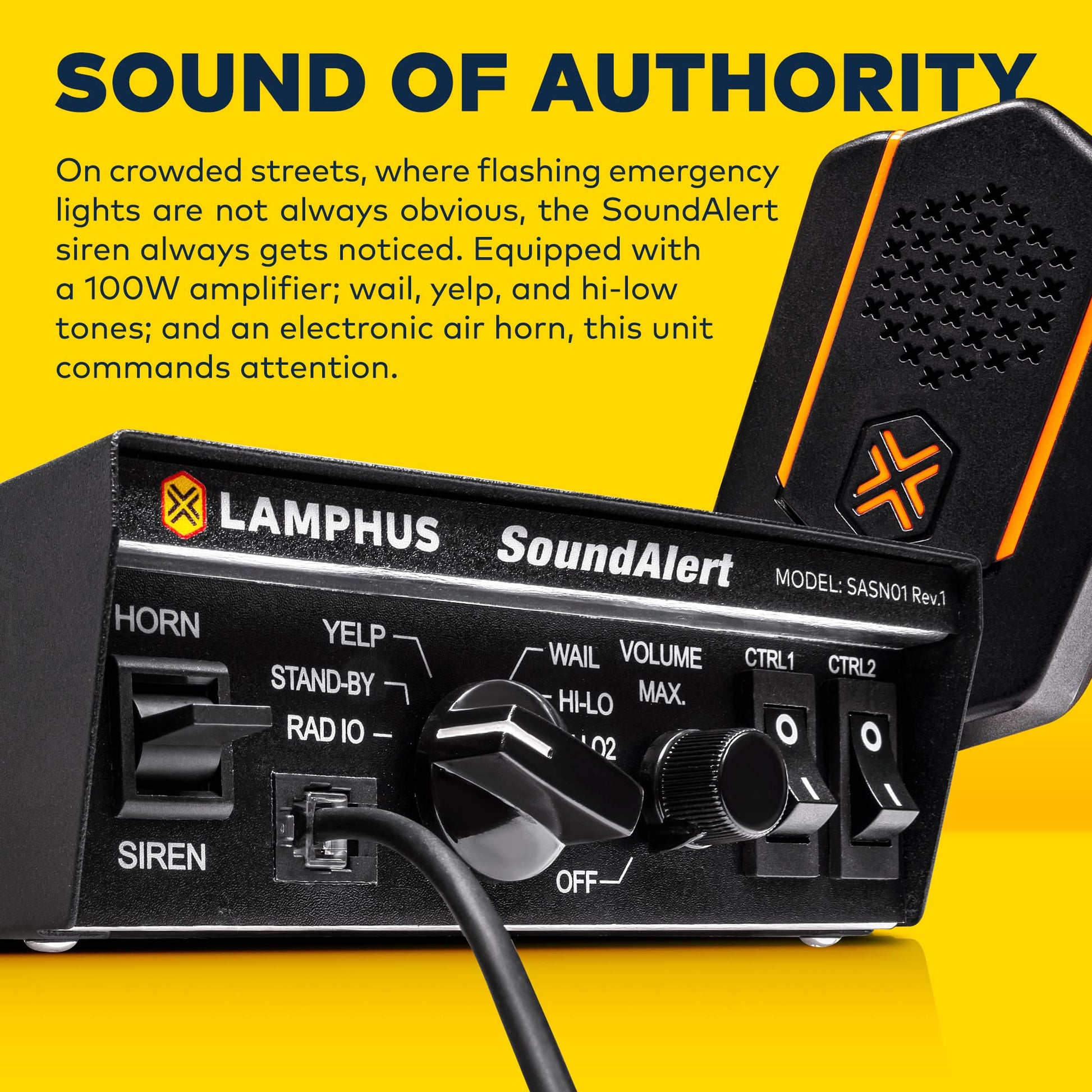 Kit de Sirena Policial SoundAlert 100 W con Altavoz Megáfono 120-130 dB para Vehículos