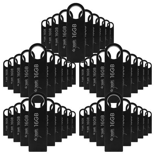 Kit De 50 Piezas De Memorias USB De 16GB 4GEEK Color Negro Ideal para Transferencia De Fotos, Música Y Documentos, Compatible con Computadoras, Teléfonos, Tablets Y Smartphone.