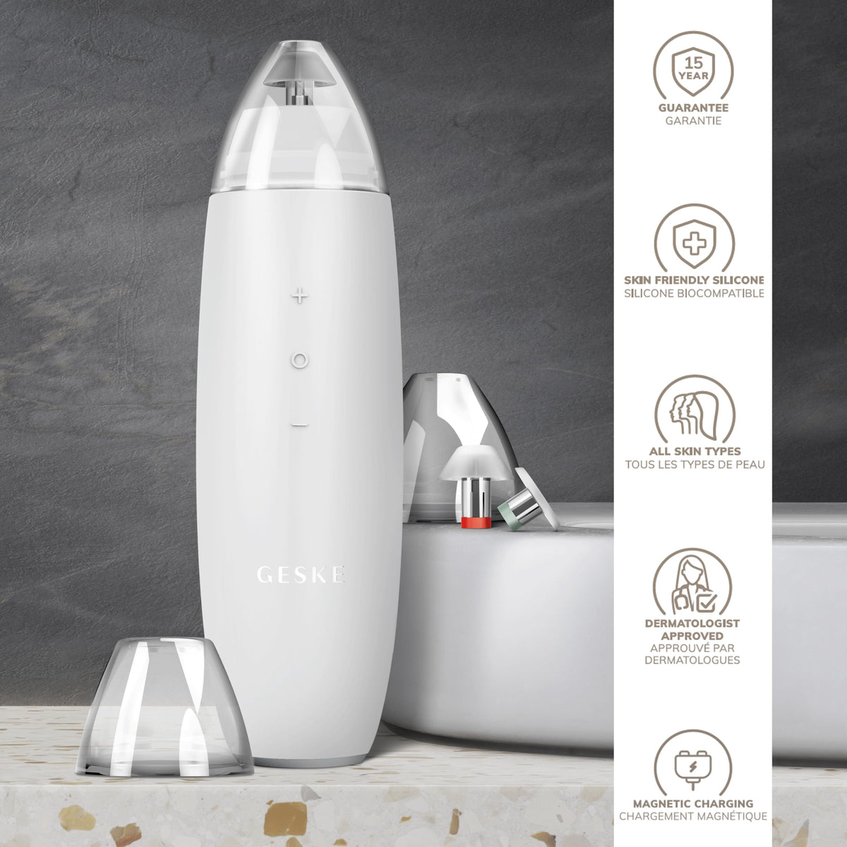 GESKE | SmartAppGuided™ MicroDermabrasion Blackhead Remover | Eliminador de puntos negros 7 en 1 | Limpiador de poros eléctrico | limpieza al vacío innovadora | herramientas de belleza