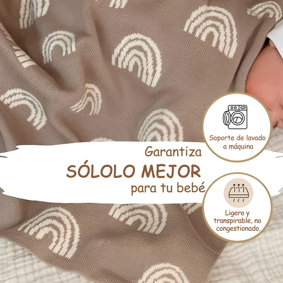 TGHVCQ Manta de bebé, Cobija de para Bebés de Punto de Lujo, Suave Cálida y Acogedora Manta de Abrazo de 90 * 70cm, para Cochecito y Cuna para Recién Nacidos, Bebés e Infantes (Beige)