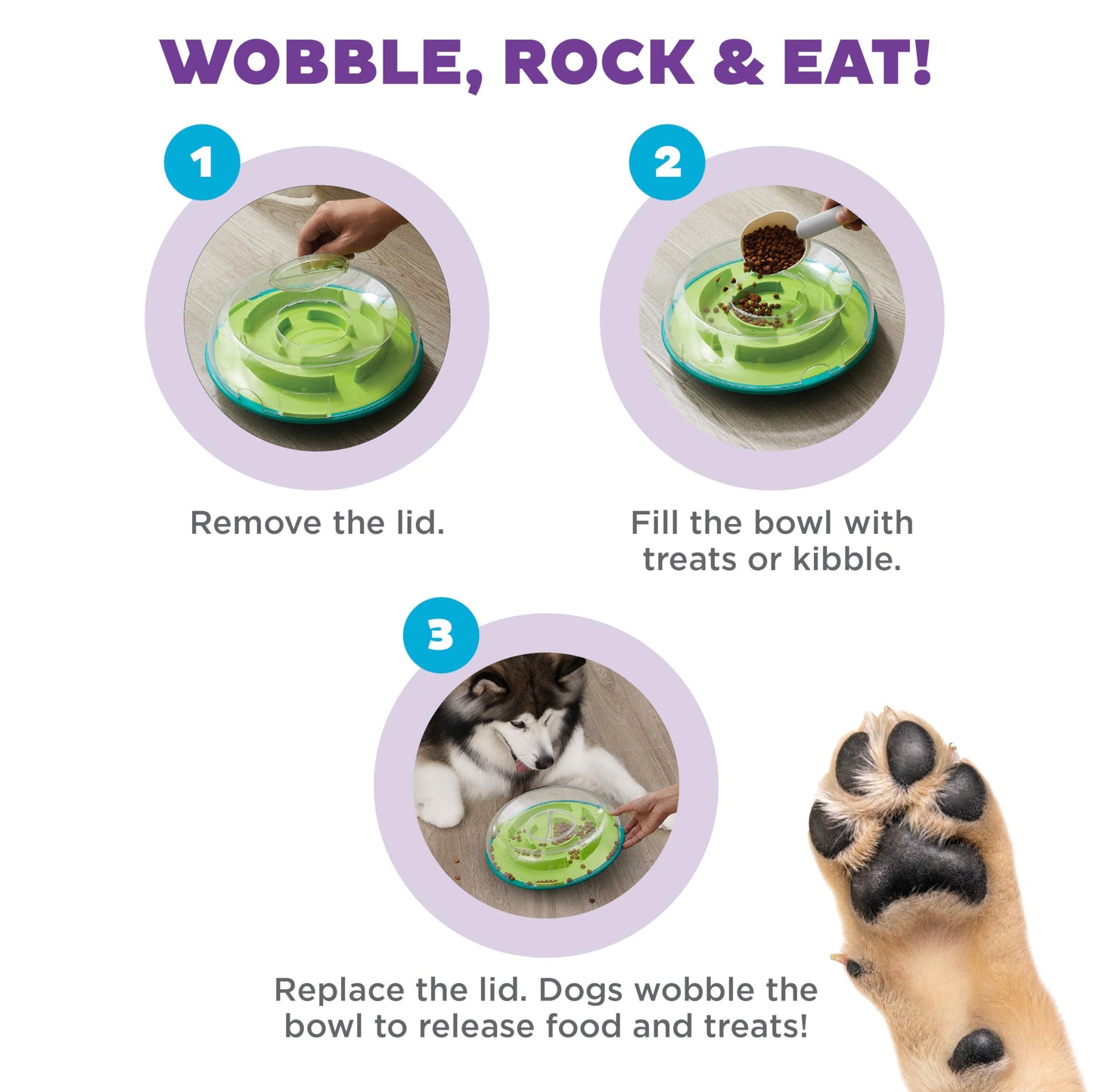 Juego Interactivo Outward Hound Nina Ottosson Wobble Bowl para alimentación Lenta de Perro