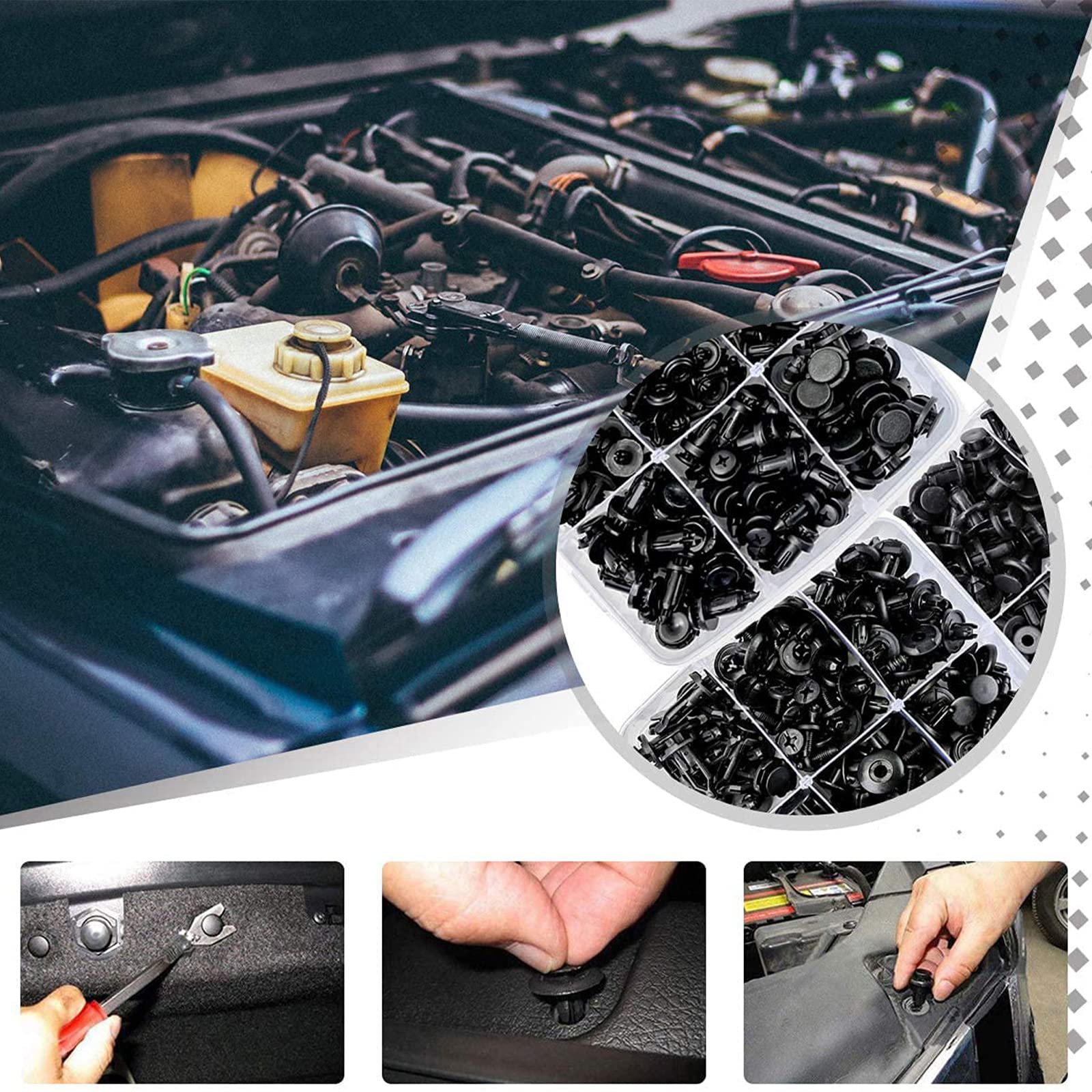 Grapas Automotrices,AVEDISANTE 665 PCS sujetadores de automóviles,herramientas para Coche,clips de fijación de parachoques de plástico para Toyota,Honda,Nissan,Mazda