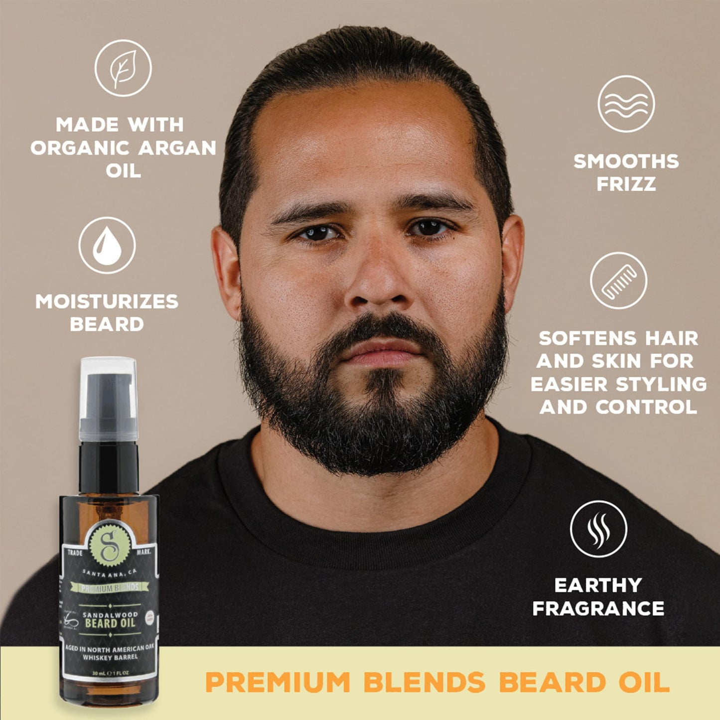 Suavecito Aceite para barba de sándalo, 1 onza