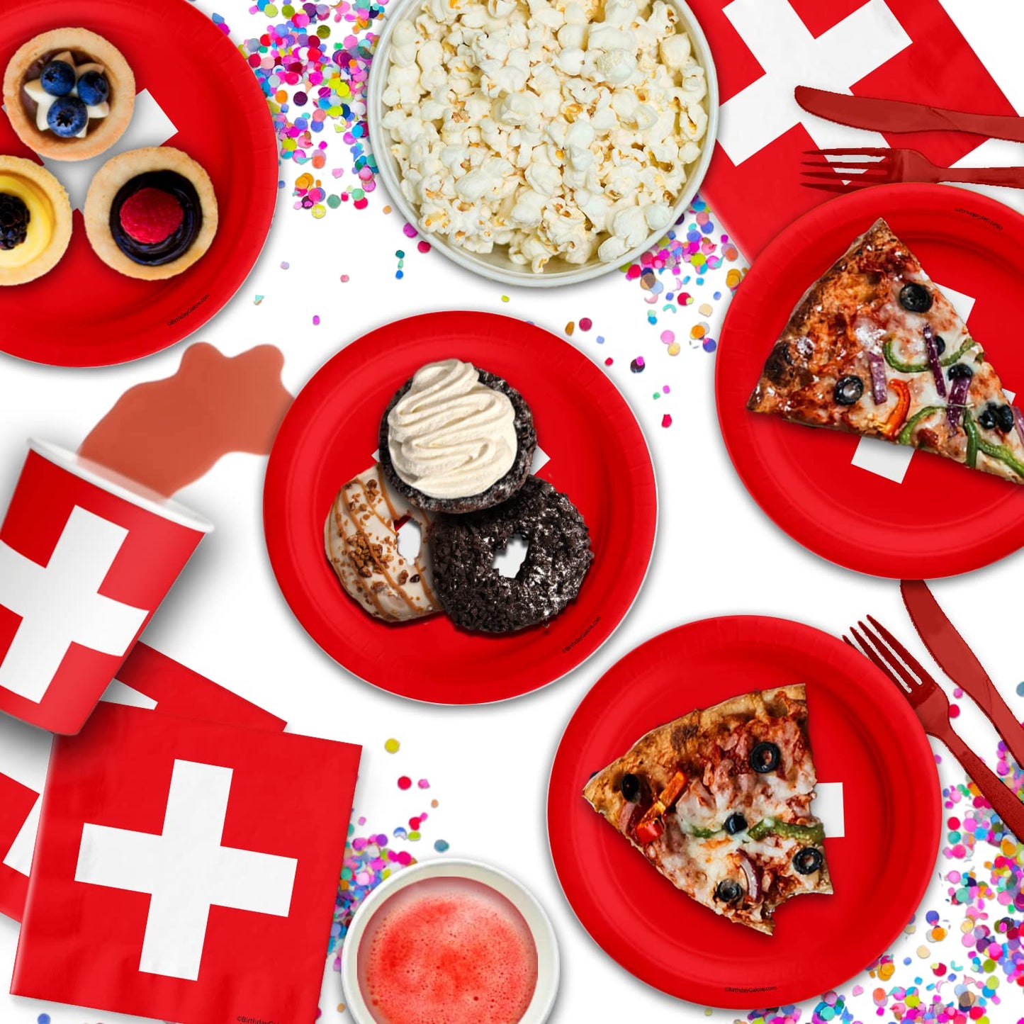 Juego de Suministros de Fiesta de Cumpleaños Suiza para 16 Unidades
