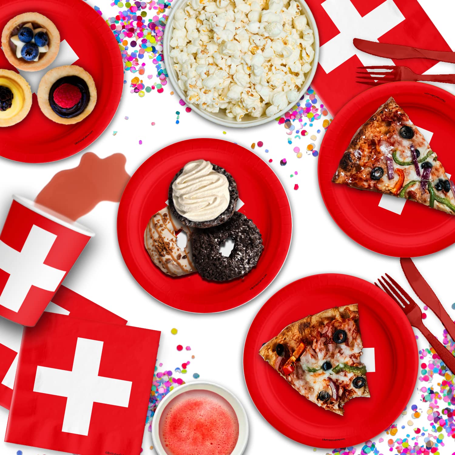 Juego de Suministros de Fiesta de Cumpleaños Suiza para 16 Unidades