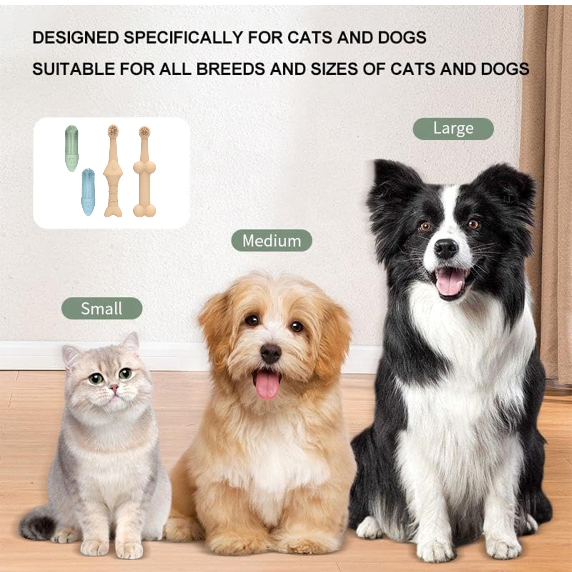 Kit Cepillos Dentales Mascotas - Pack 4 Unidades, Cerdas Suaves para Cuidado Bucal de Mascotas