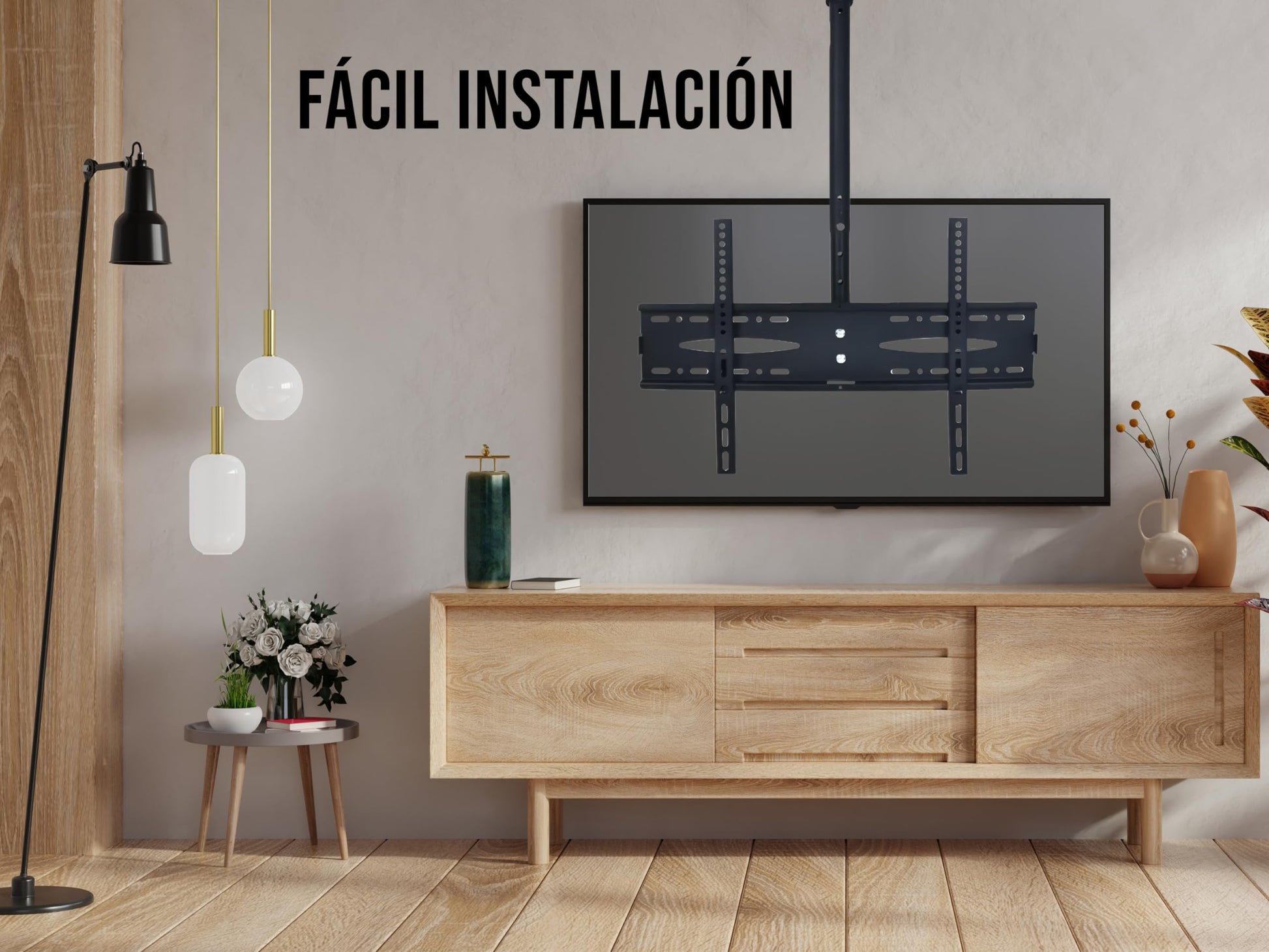 CONTROL EXPERT Soporte para Pantalla de Techo 32 A 72 Pulgadas Movible Soporta hasta 45 Kg