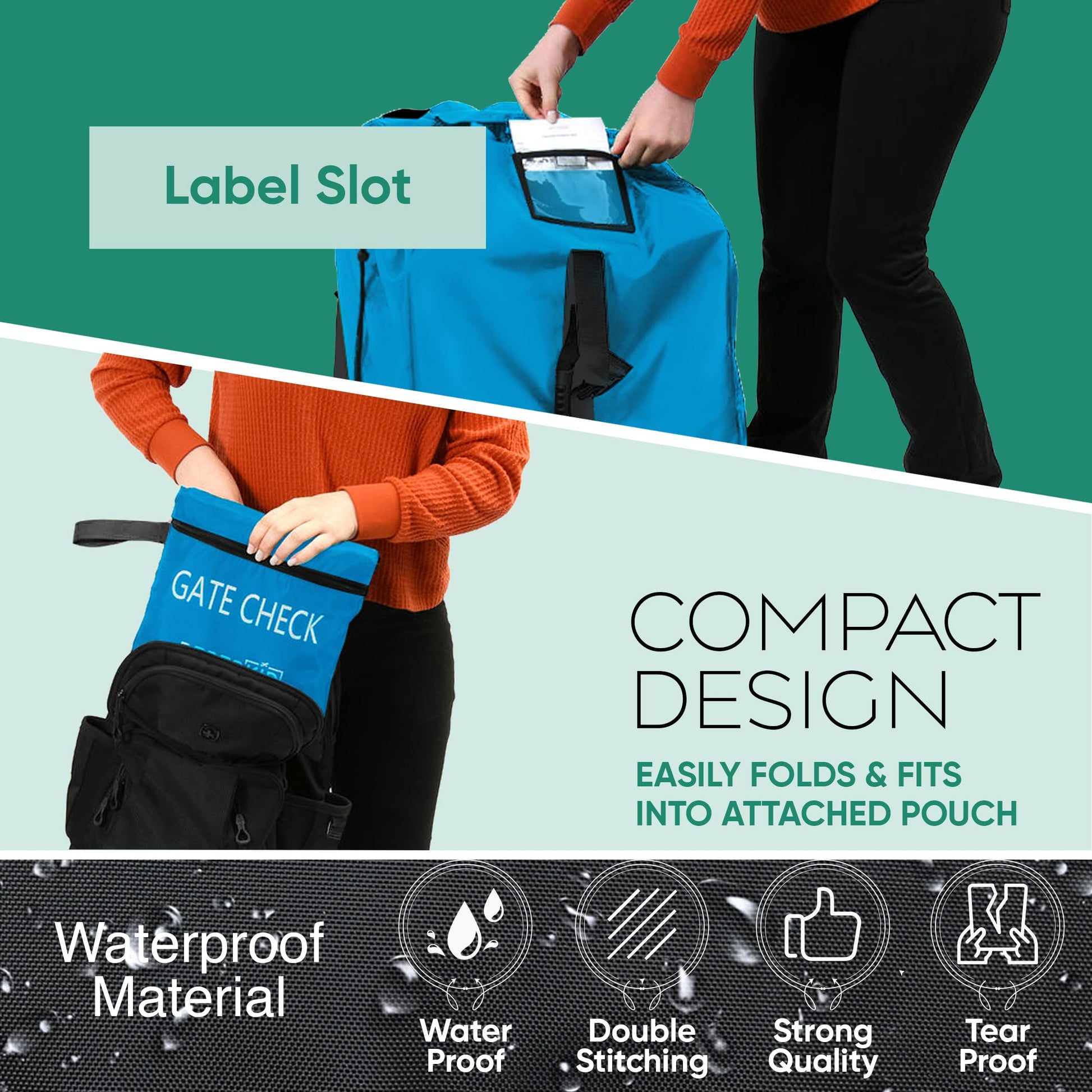 Bolsa de Viaje Reperkid Negro Verde para Asiento de Coche en Avión 33 Pulgadas