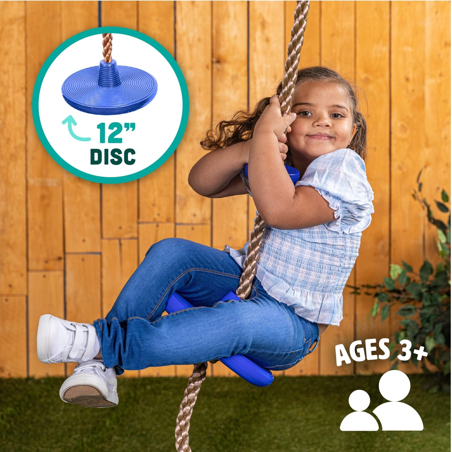 Kzings Columpio De Disco con Cuerda, Juego de Cuerda de Escalada y Asiento De Balancín, con Correa Colgar y Ganchos A Presión, para Parque, Infantil, Patioal