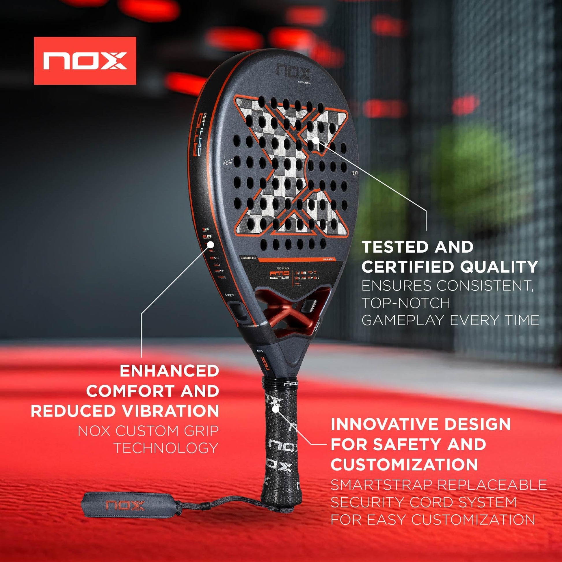 Pala de Pádel NOX AT10 Genius 18K Roja 2025