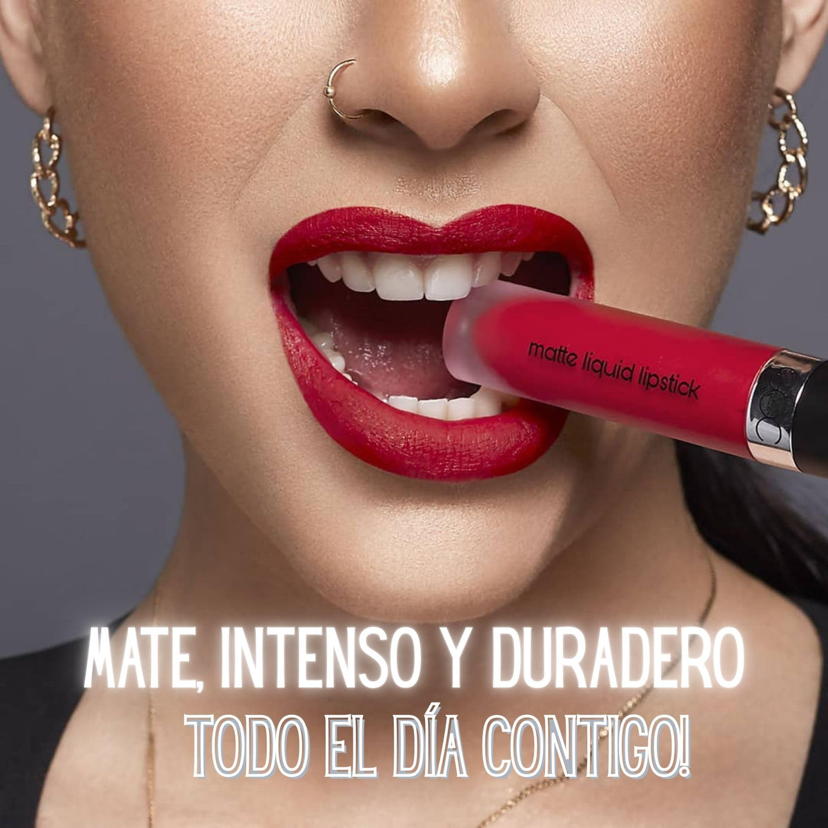 GOC, Labial liquido matte, Matte Liquid Lipstick, Resistente al agua, Larga Duración, No Reseca los labios ni cuartea, Sin manchas, Color Firery Red, GMLC06