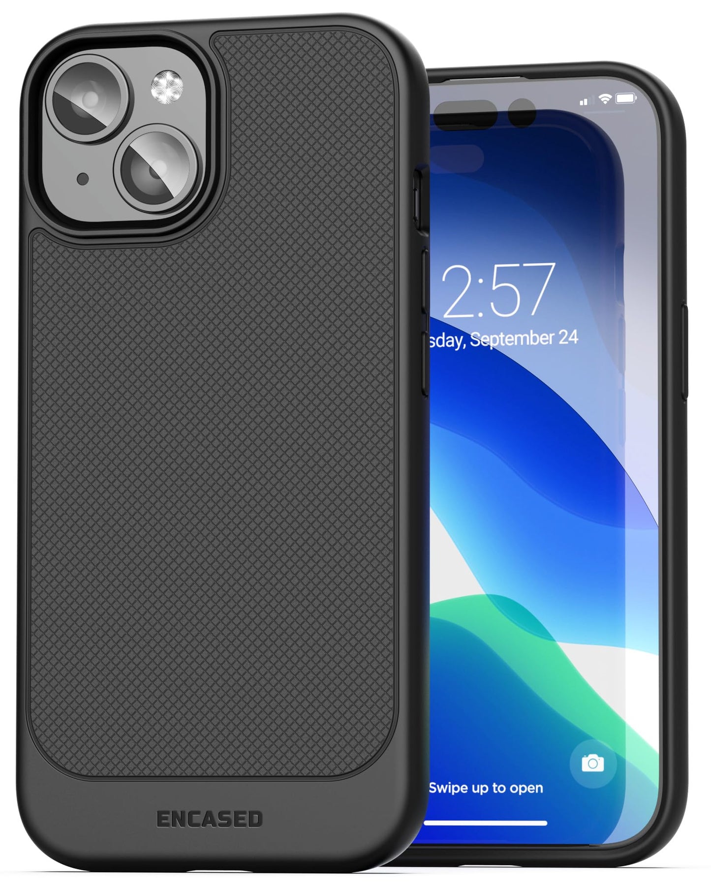 Funda iPhone 15 Encased negro mate ultra delgada y flexible