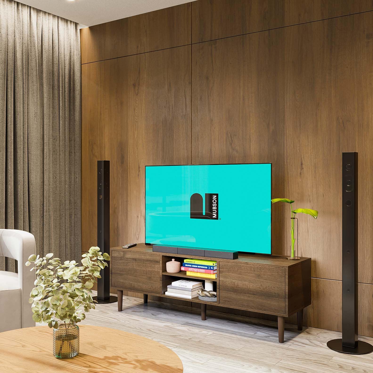 Mueble para TV MUBSON Ravena 150x40 cm con 5 compartimientos para Pantallas de 40 a 65 Pulgadas