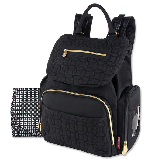 Mochila Acolchada Moderna para Pañales Juego 3 Piezas Negro Multiusos para Bebé