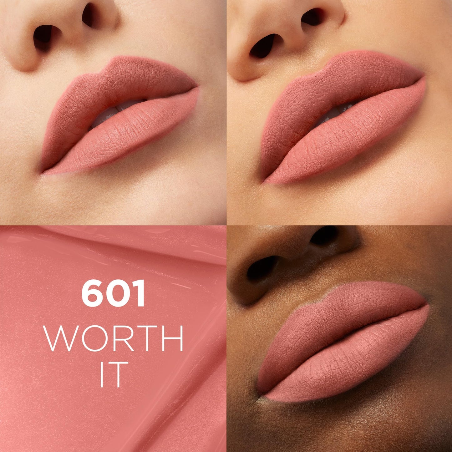 L'Oréal Paris, Infallible Matte Resistance Nudes, Labial Líquido Mate Larga Duración 16hr, Color Intenso con Ácido Hialurónico, Tono Worth It 601, 5ml