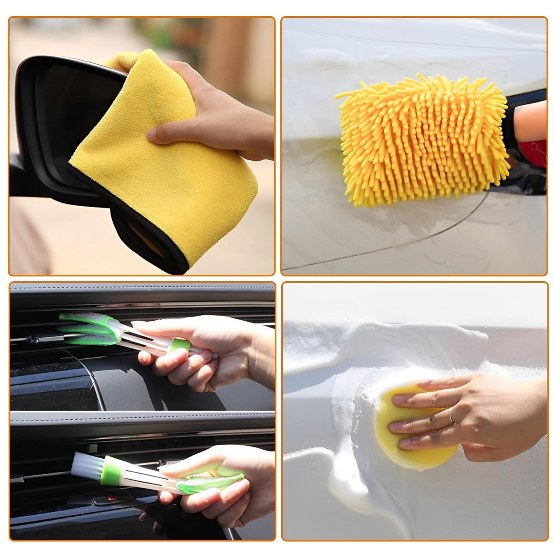 Juego de Cepillos RONLADO Negro para Limpieza de Coches y Detallado para Hombre