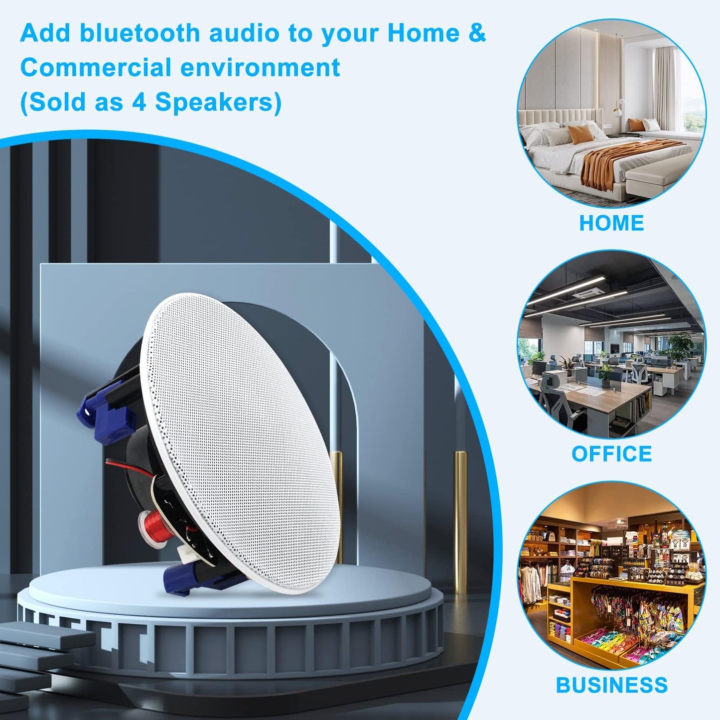 Herdio Paquete de Altavoces de Techo Compatible con Bluetooth de 2 vías de 4 Pulgadas, 320 vatios, perfectos para Sistema de Cine en casa, Sala de Estar, Oficina