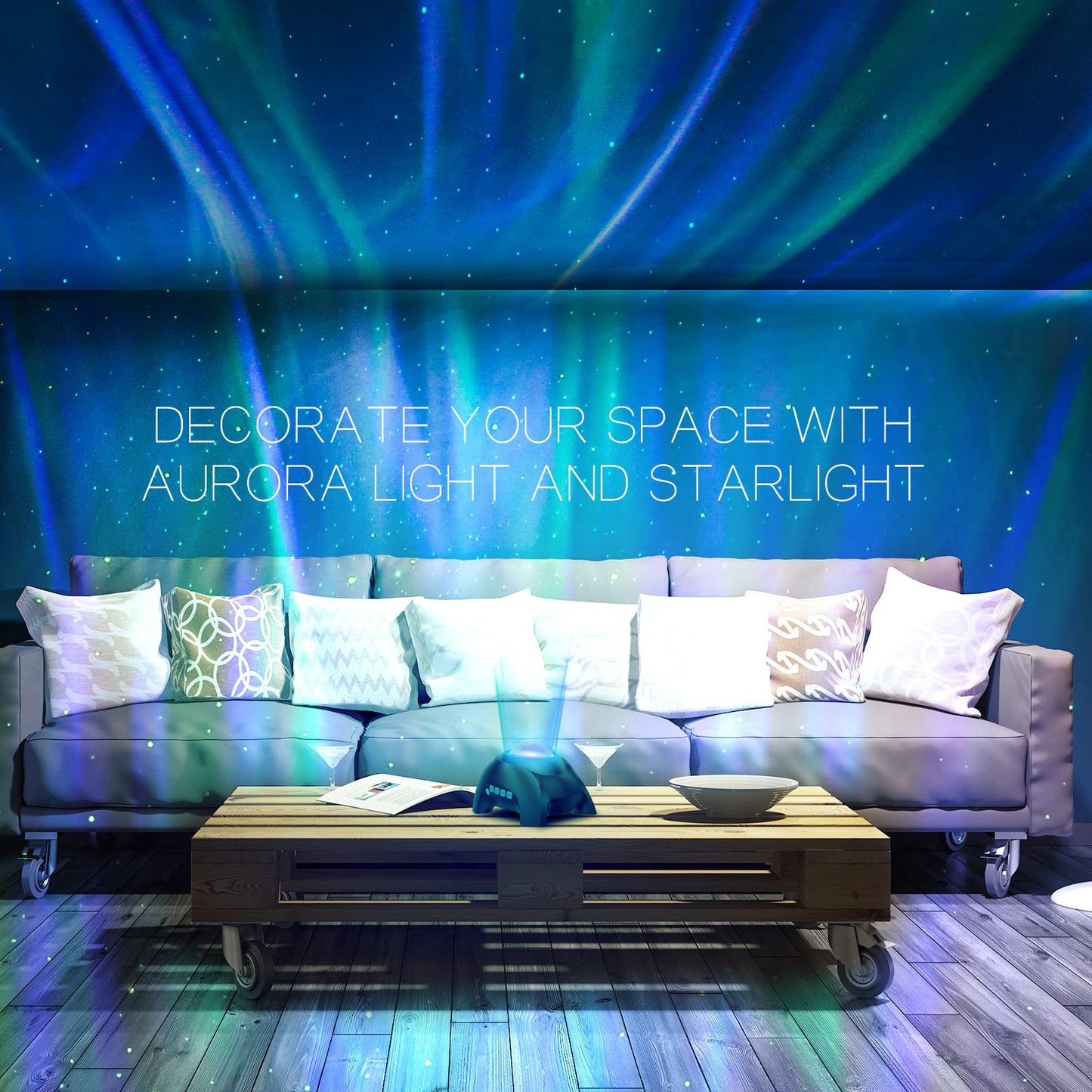 HODANS Northern Galaxy Light Aurora Proyector con 33 efectos de luz, luces nocturnas de estrella LED para recámara, lámpara de nebulosa, control remoto, ruidos blancos, altavoz Bluetooth para fiestas