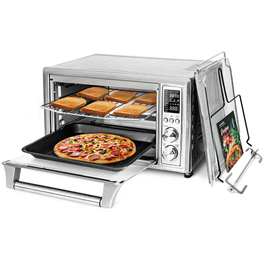 COSORI - Fridora de aire para horno tostador, 12 en 1, encimera de horno de convección, horno, asado, deshidratado, 134 recetas y 4 accesorios, 32 cuartos de galón, plata, acero inoxidable