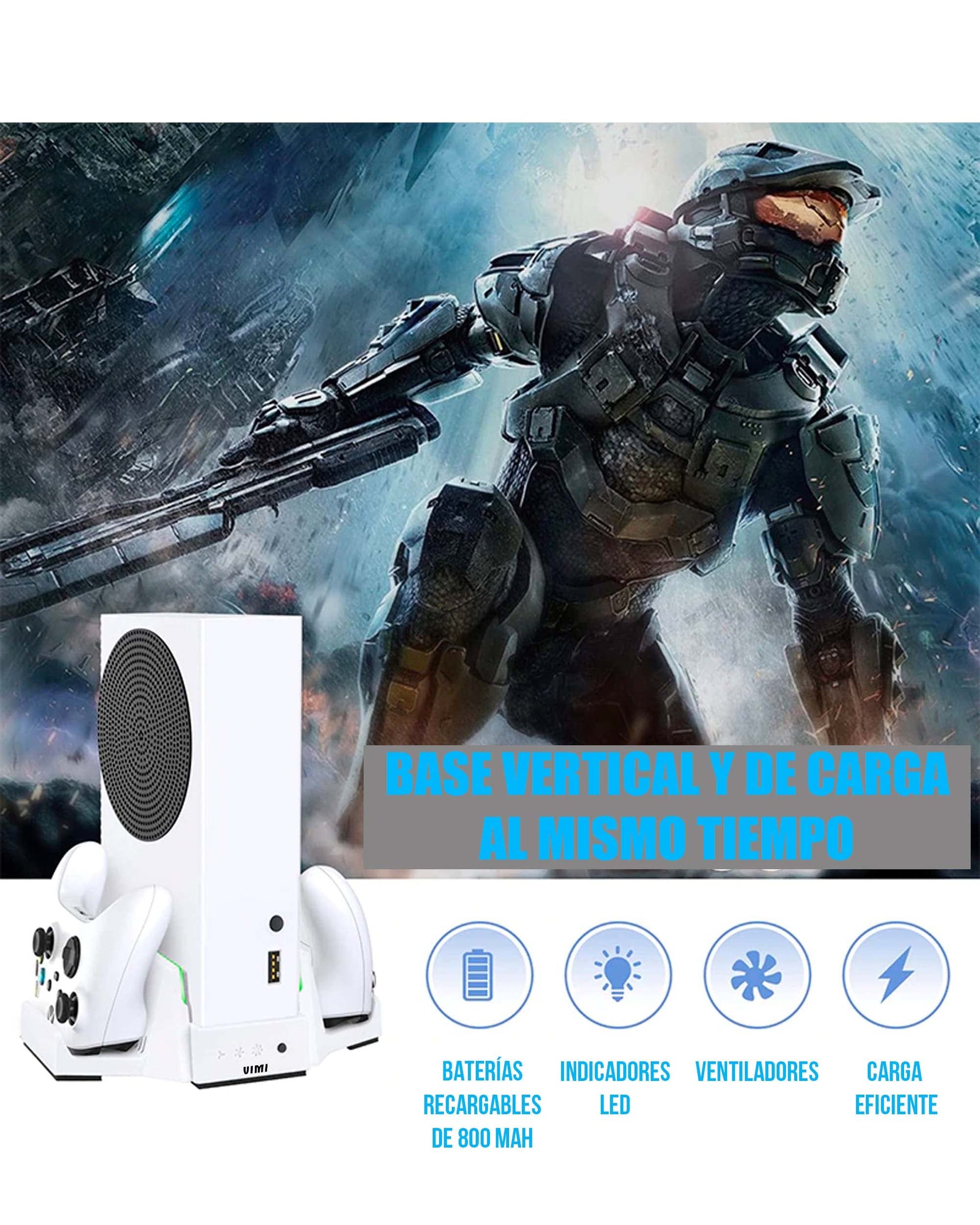 Base Enfriadora y Recarga control Compatible Xbox Series S incluye 2 baterías recargables
