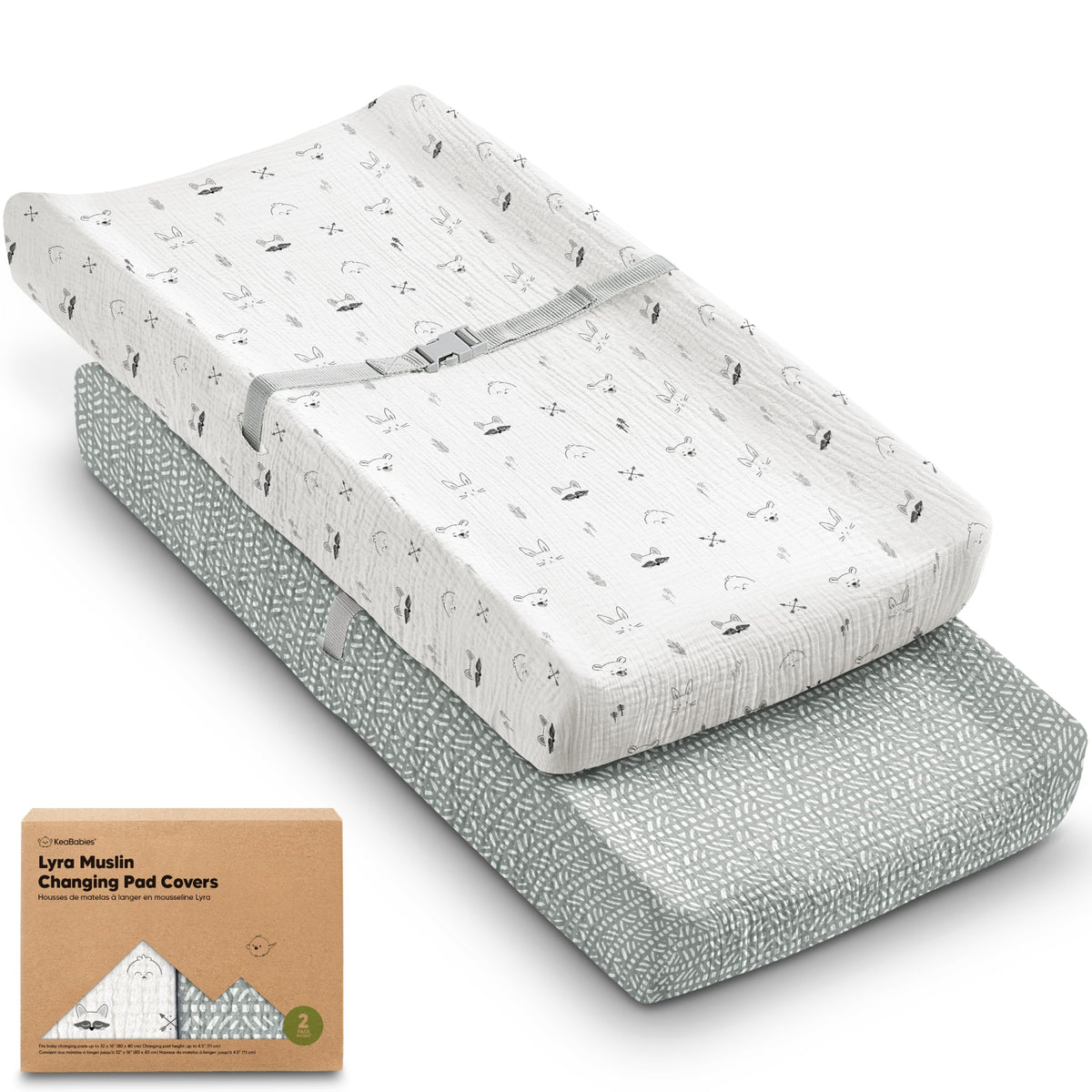 Paquete de 2 fundas para cambiador de pañales de muselina para niño, niña, suave y transpirable, funda para cambiador de muselina de algodón orgánico, sábanas para cambiador de bebé, almohadillas para